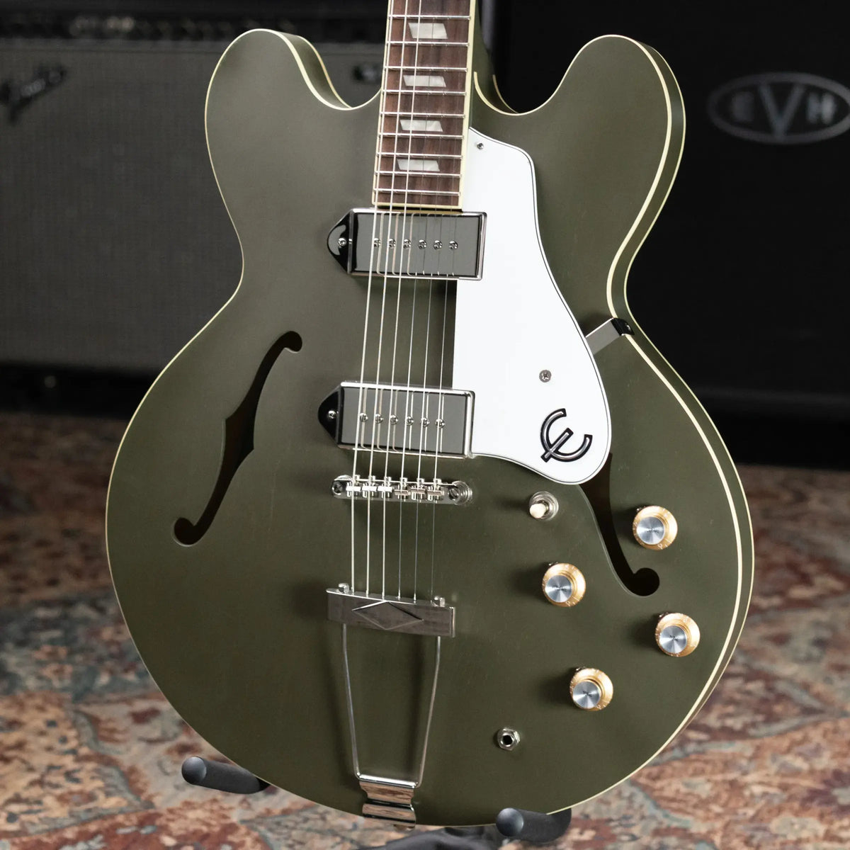 Epiphone Casino Worn Electric Guitar - Olive Drab with Gig Bag - Used
