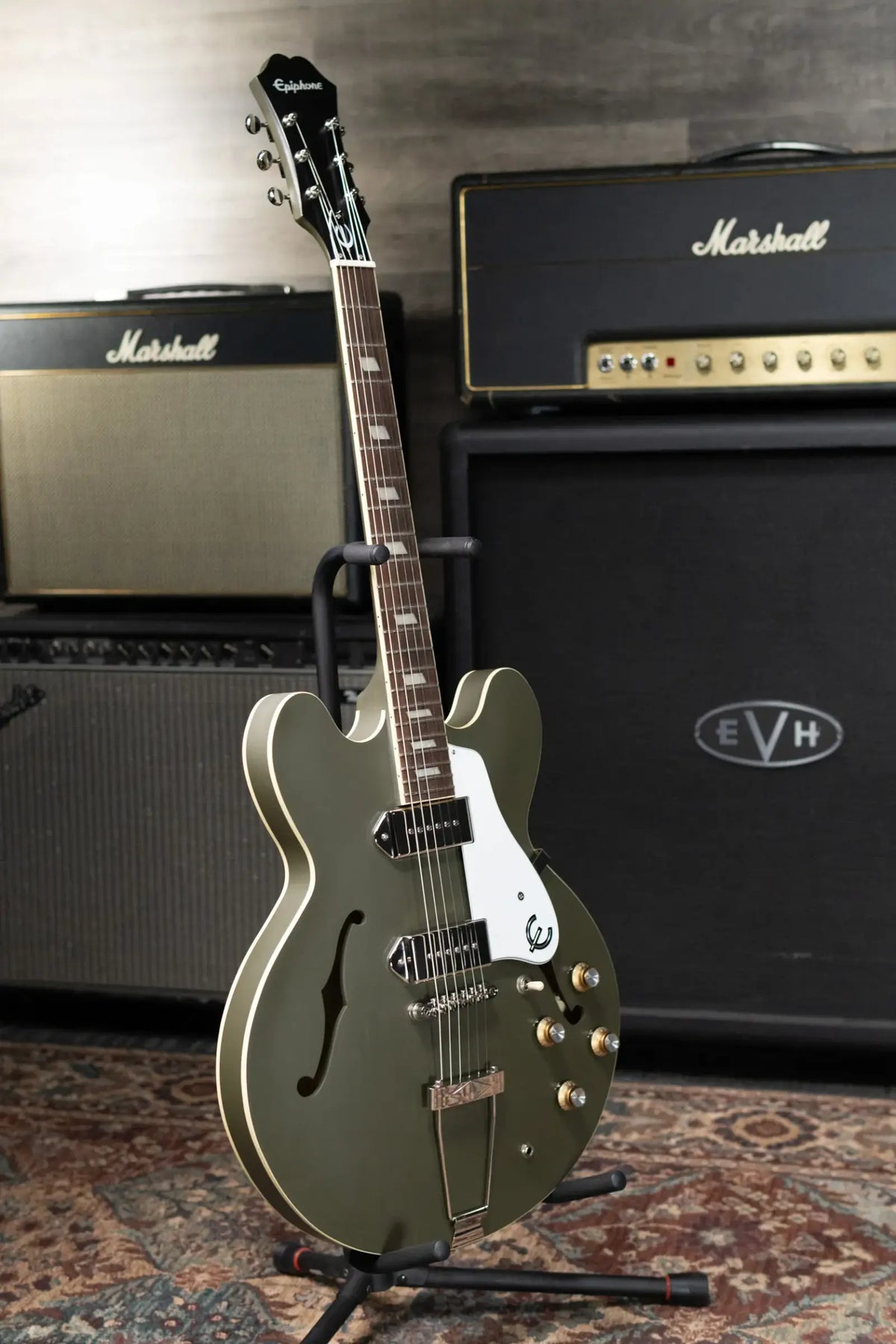 Epiphone Casino Worn Electric Guitar - Olive Drab with Gig Bag - Used