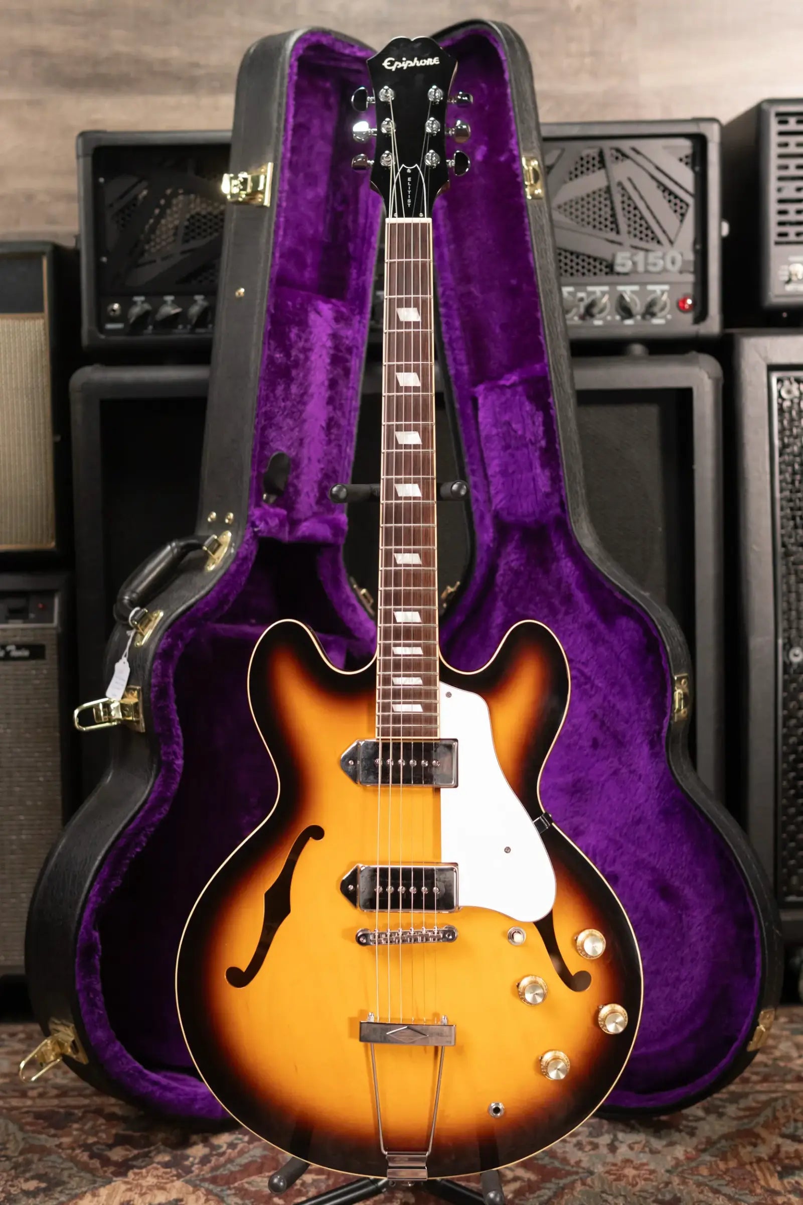 Epiphone Elitist 1965 Casino Hollow-Body Electric Guitar - Vintage Sunburst with Hardshell Case - Used