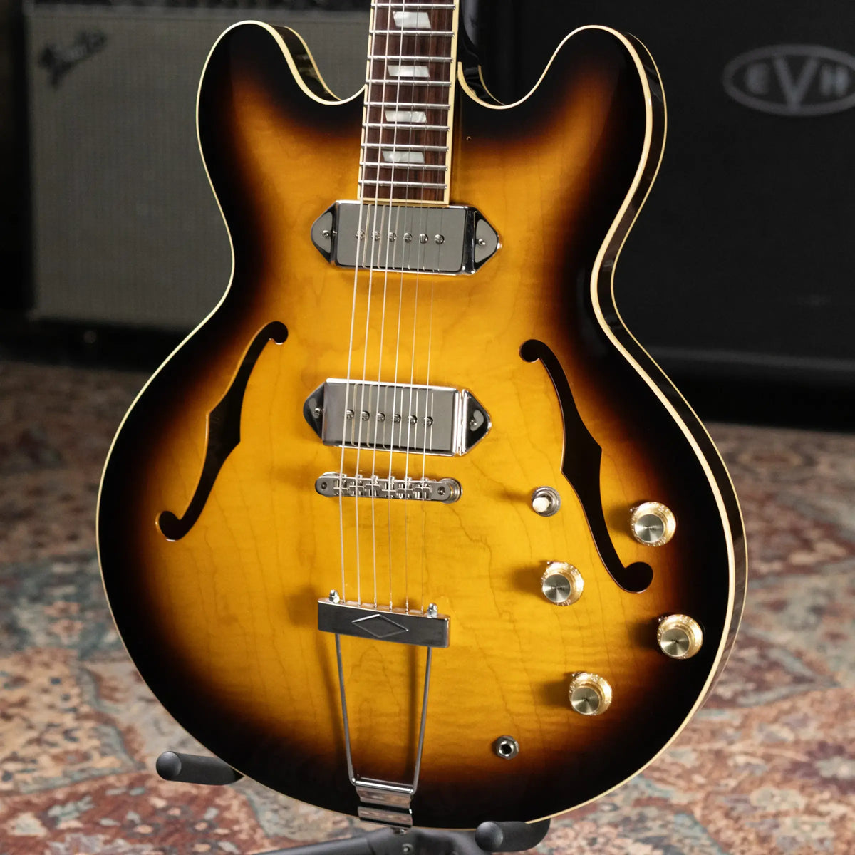 Epiphone Elitist 1965 Casino Hollow Body Electric Guitar - Vintage Sunburst with Hardshell Case - Used