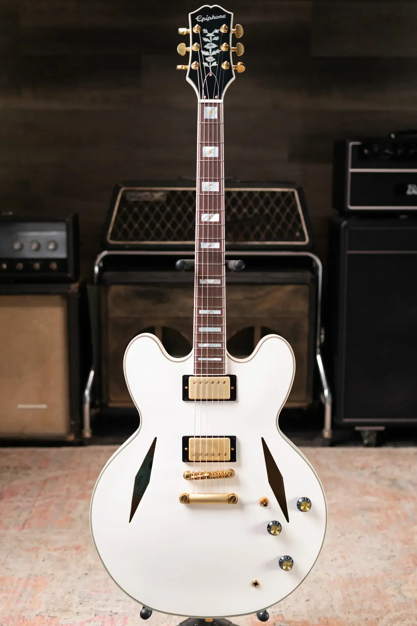 Epiphone Emily Wolfe "White Wolf" Sheraton - Aged Bone White with EpiLite Case