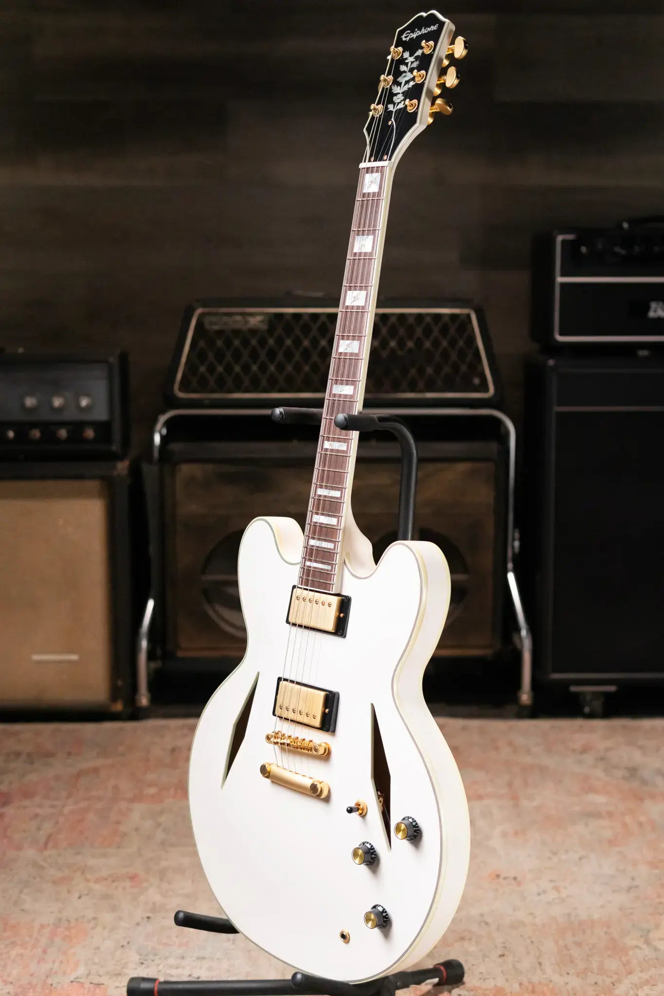 Epiphone Emily Wolfe "White Wolf" Sheraton - Aged Bone White with EpiLite Case