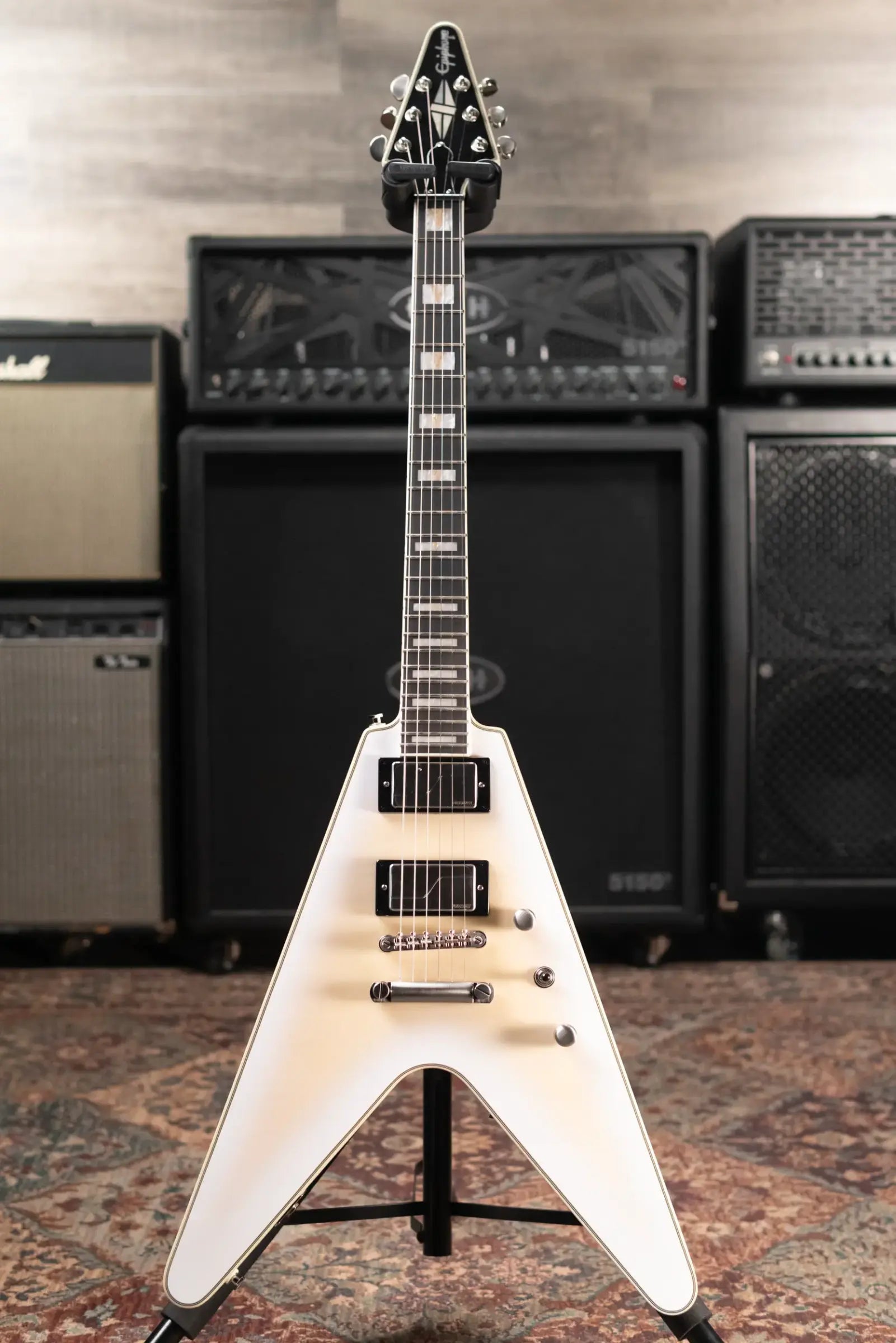 Epiphone Flying V Prophecy Electric Guitar - Aged White Tiger Burst with Gig Bag