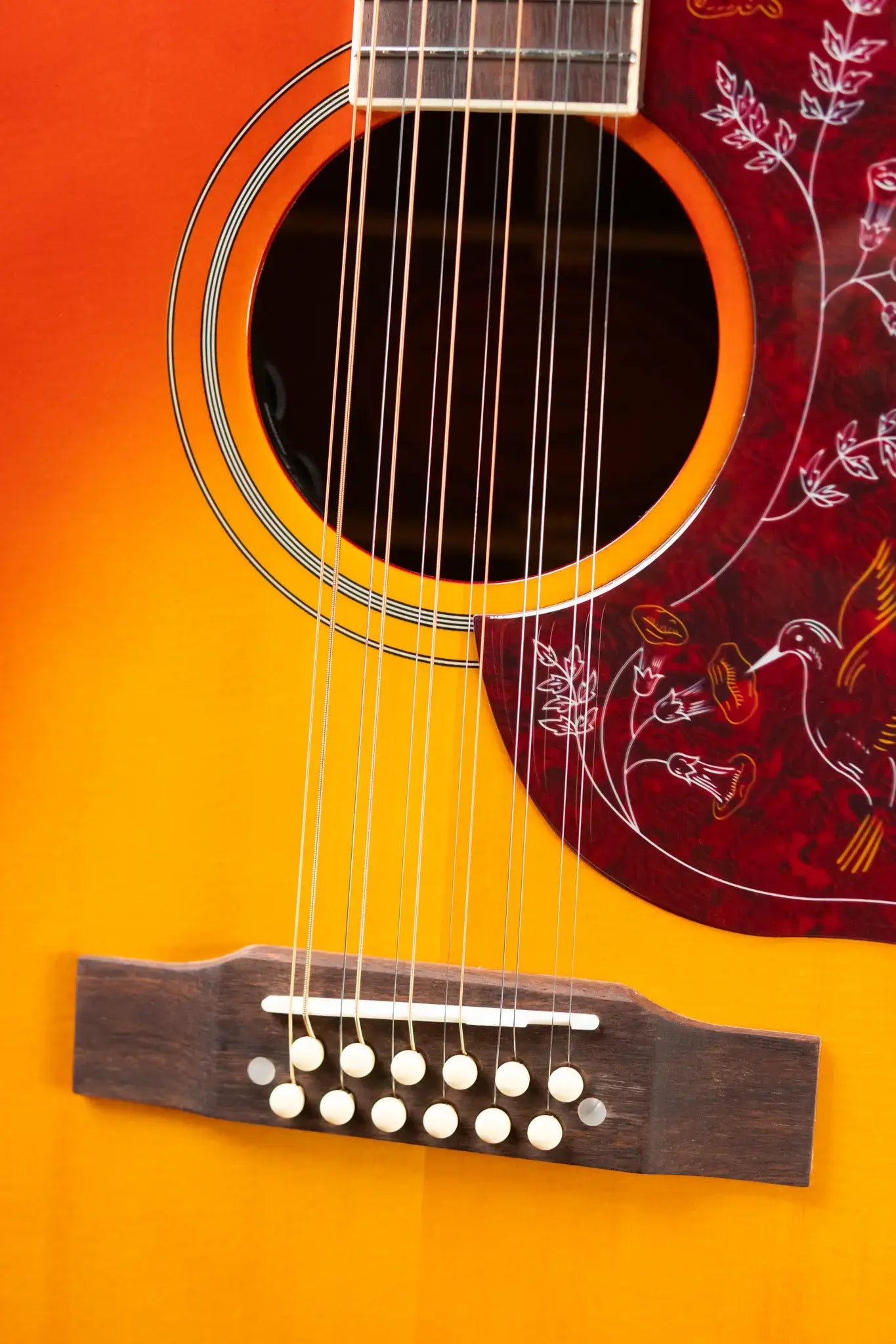 Epiphone Hummingbird 12-String All Solid Acoustic/Electric Guitar - Aged Cherry Sunburst Gloss