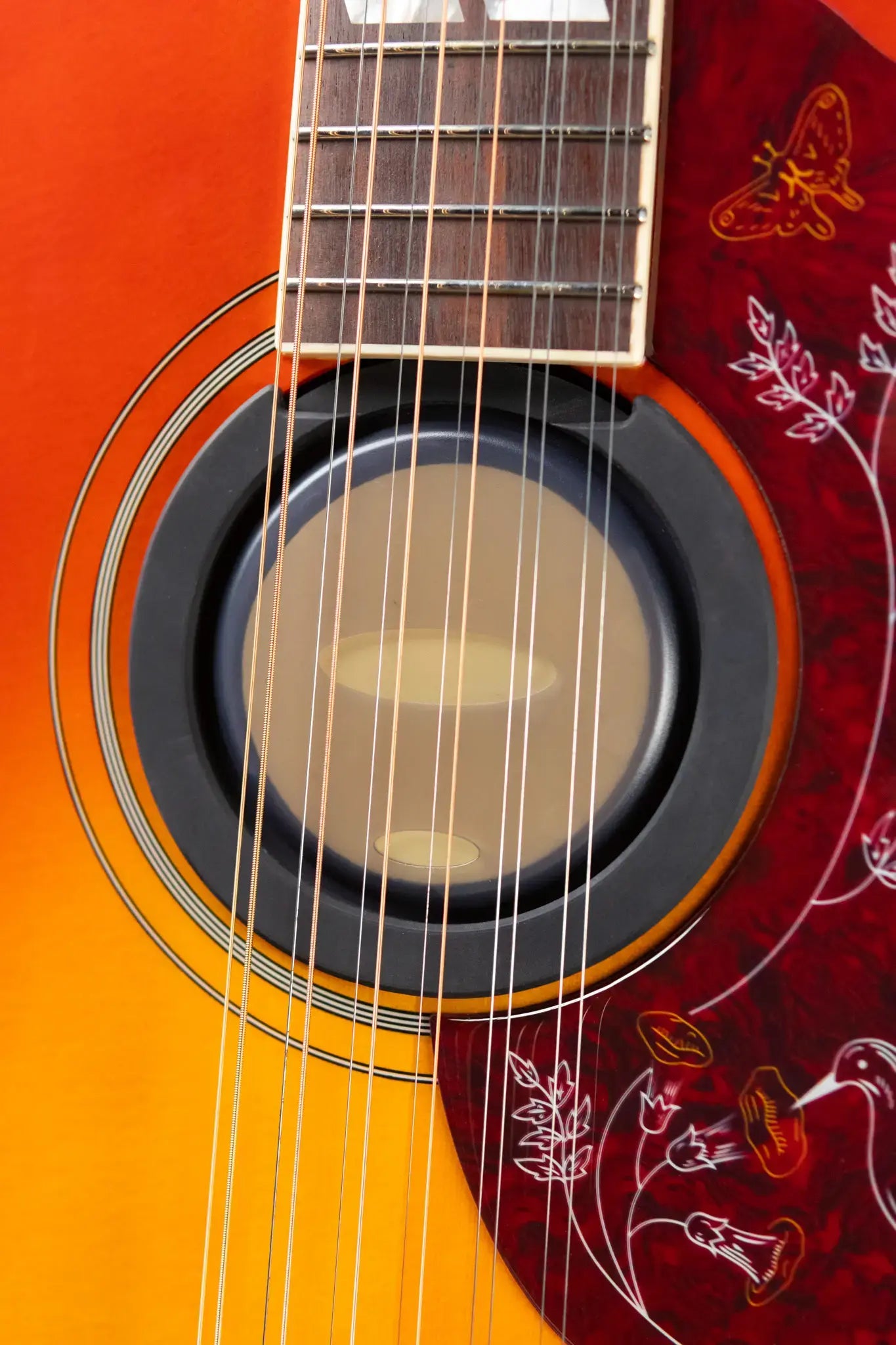 Epiphone Hummingbird 12-String All Solid Acoustic/Electric Guitar - Aged Cherry Sunburst Gloss