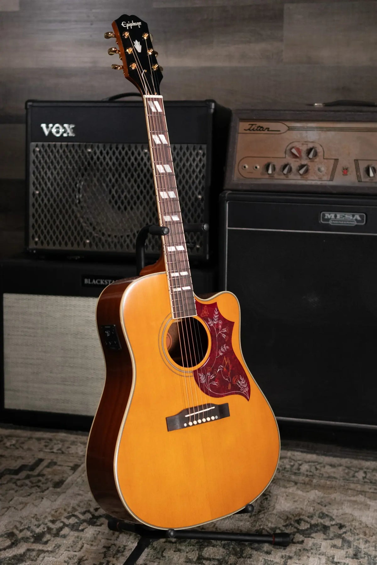 Epiphone Hummingbird Standard EC Acoustic/Electric Guitar - Natural with Gig Bag