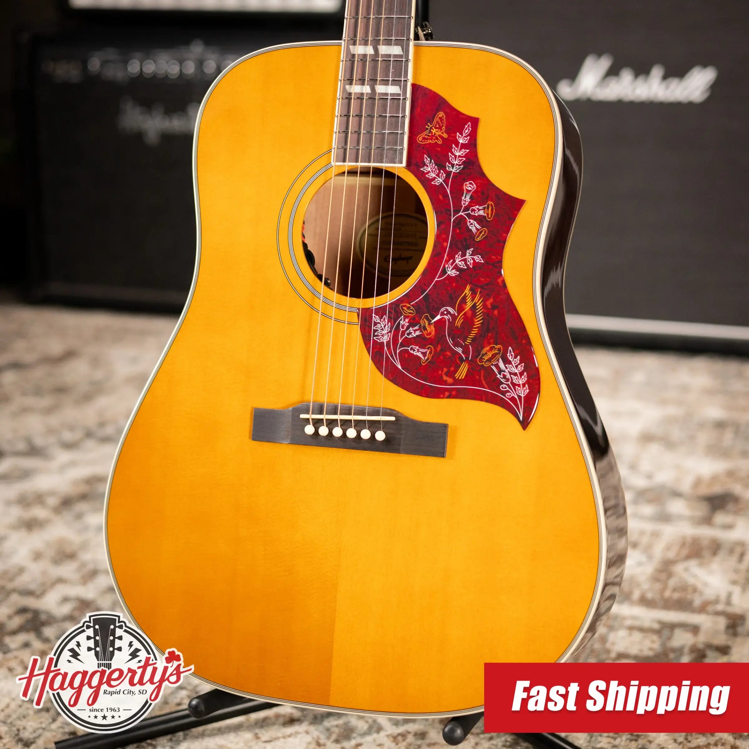 Epiphone Hummingbird Studio Acoustic/Electric Guitar - Antique Natural with Gig Bag