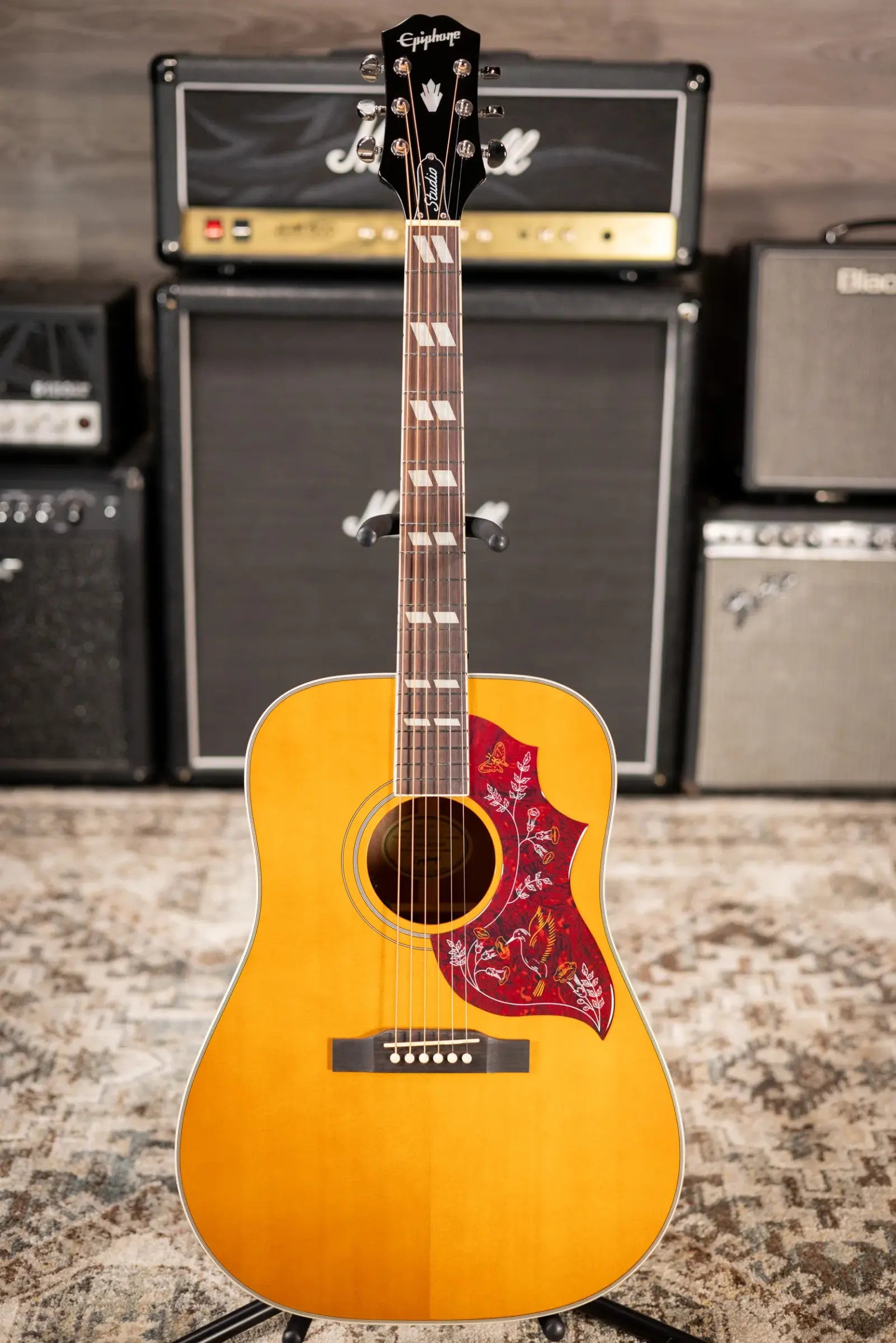 Epiphone Hummingbird Studio Acoustic/Electric Guitar - Antique Natural with Gig Bag