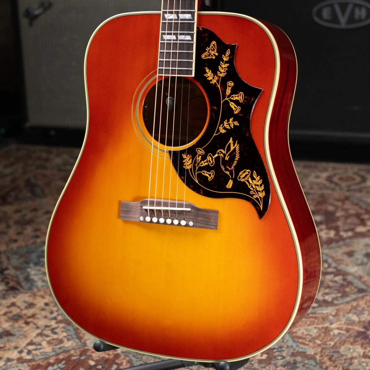 Epiphone Inspired by Gibson 1960 Hummingbird Reissue Acoustic/Electric Guitar - Heritage Cherry Sunburst with Hardshell Case