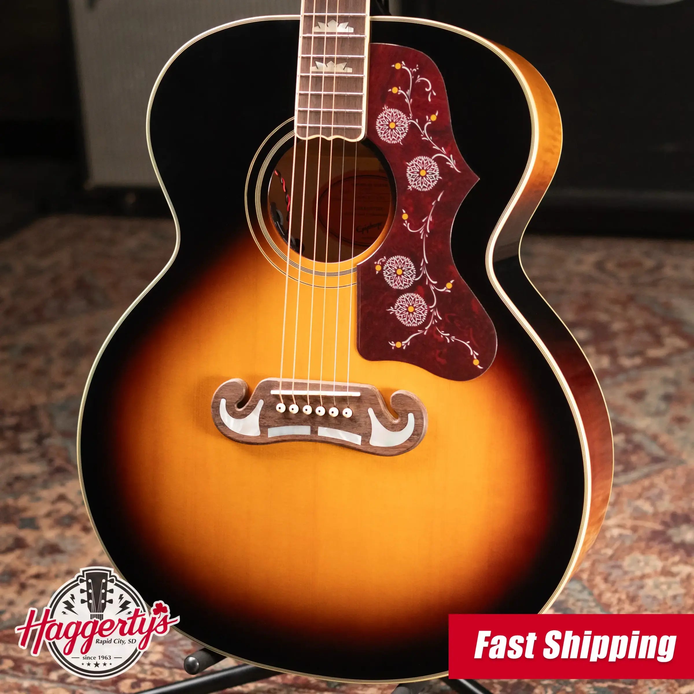 Epiphone J-200 Acoustic/Electric Guitar - Aged Vintage Sunburst Gloss