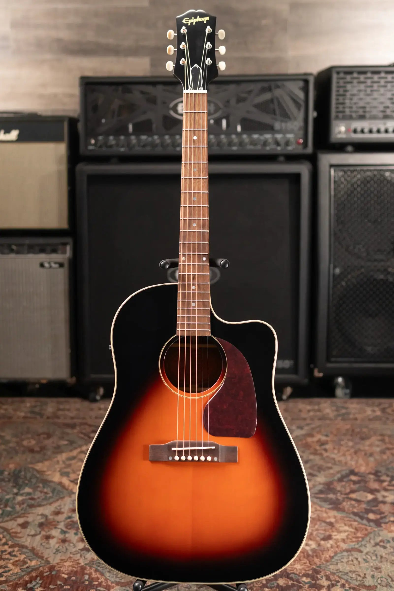 Epiphone J-45 EC All Solid Acoustic/Electric Guitar - Aged Vintage Sunburst Gloss