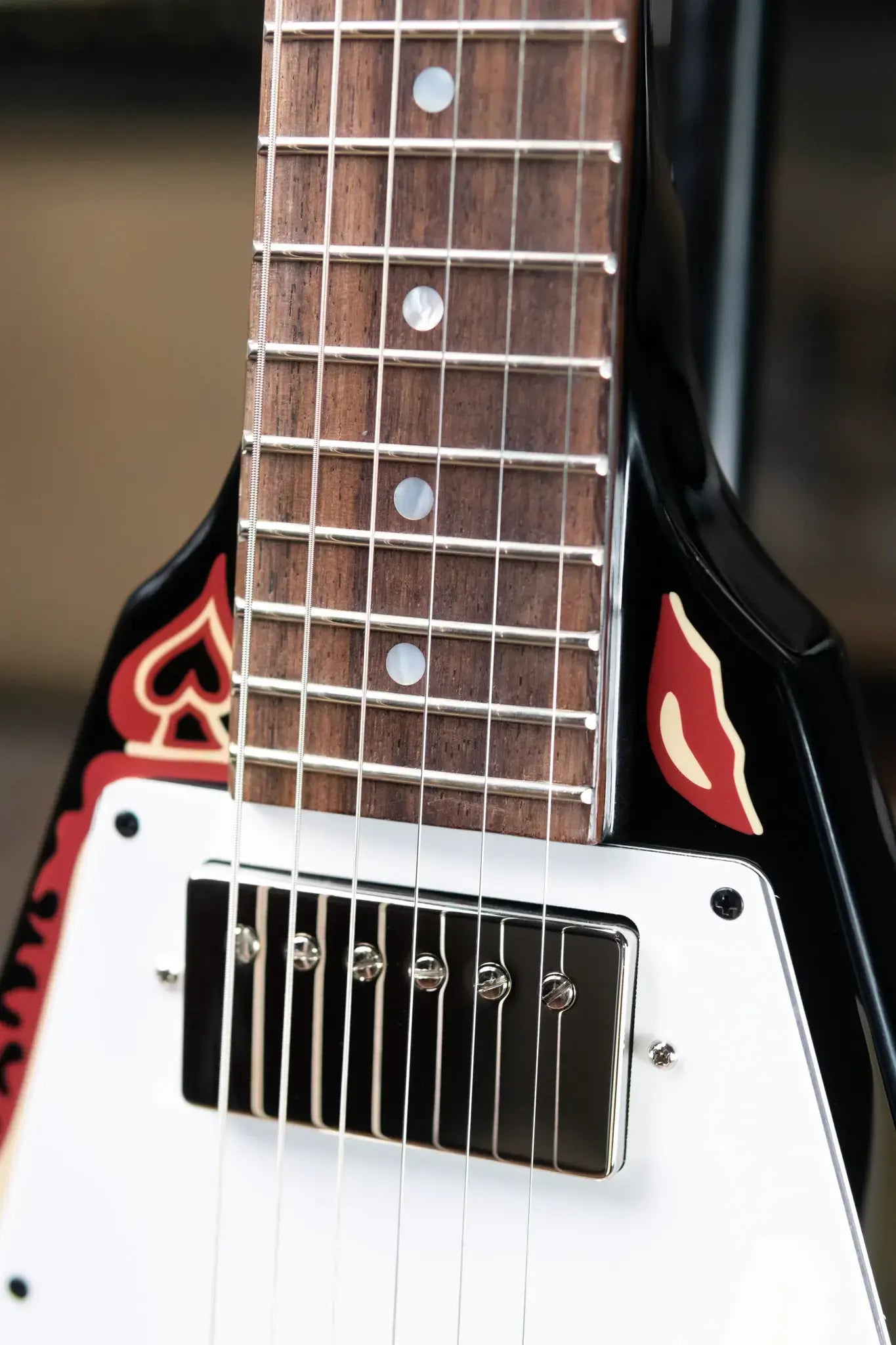 Epiphone Jimi Hendrix "Love Drops" Flying V Electric Guitar - Ebony with Hard Case