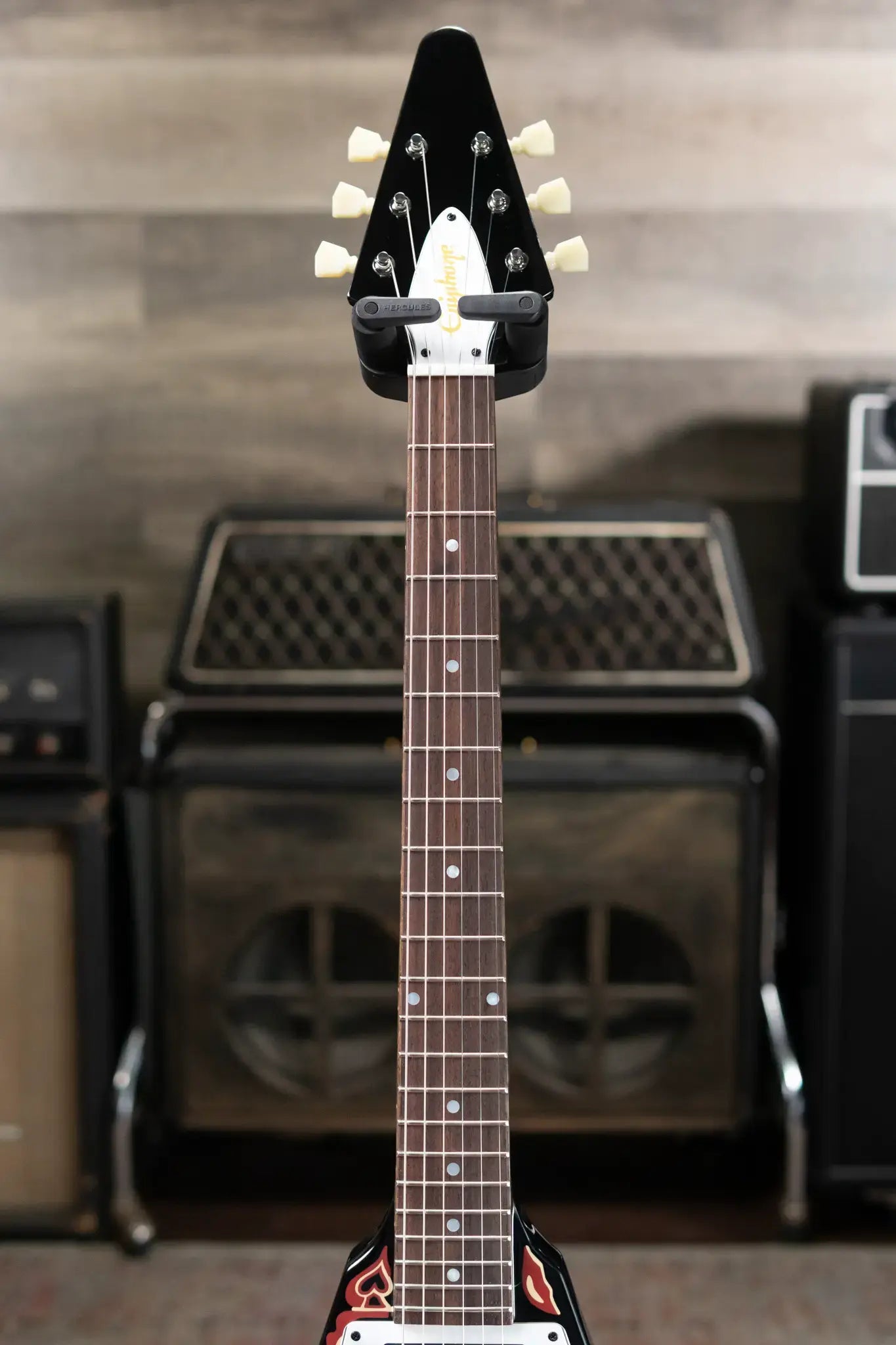 Epiphone Jimi Hendrix "Love Drops" Flying V Electric Guitar - Ebony with Hard Case