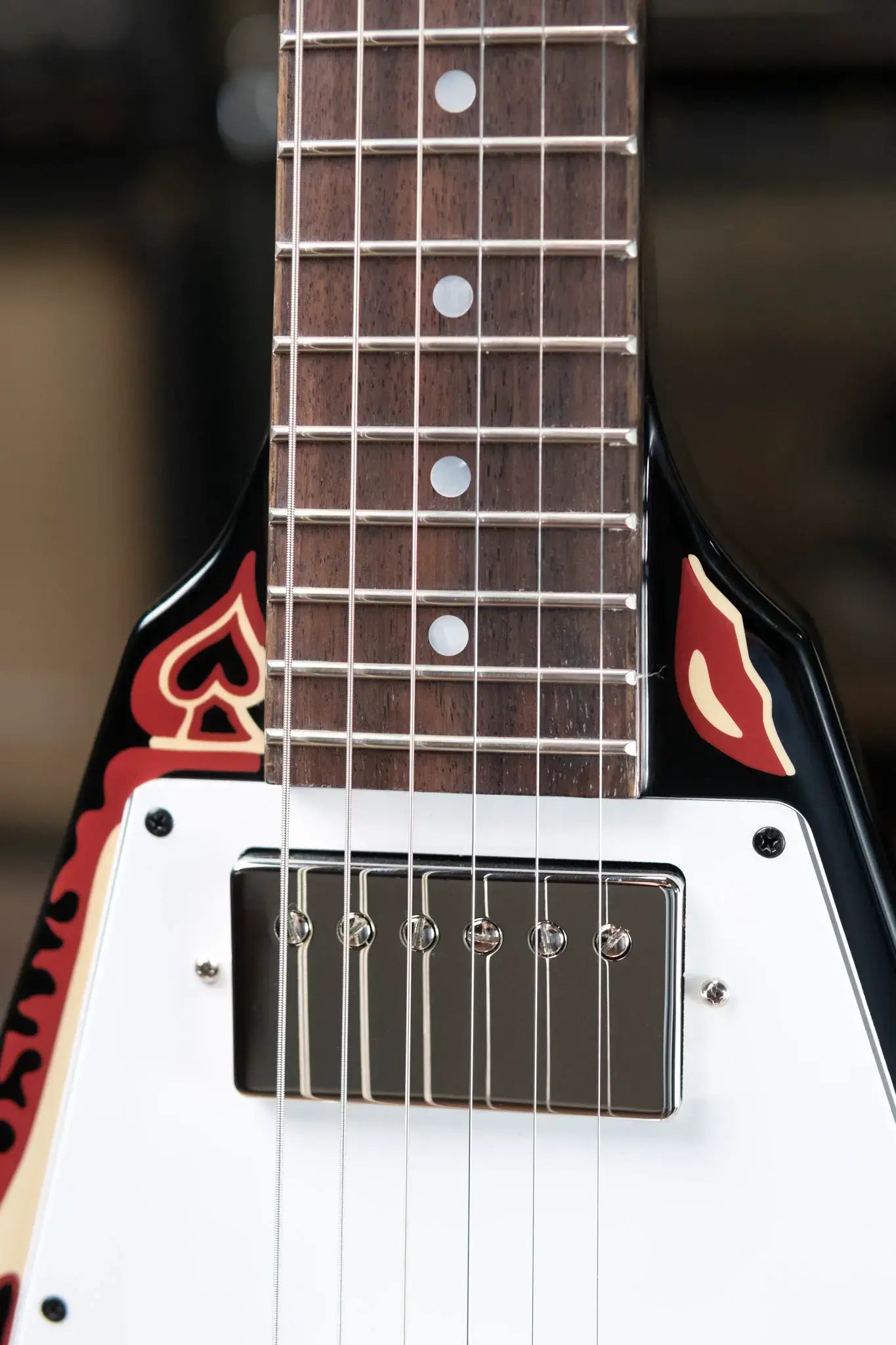 Epiphone Jimi Hendrix "Love Drops" Flying V Electric Guitar - Ebony with Hard Case