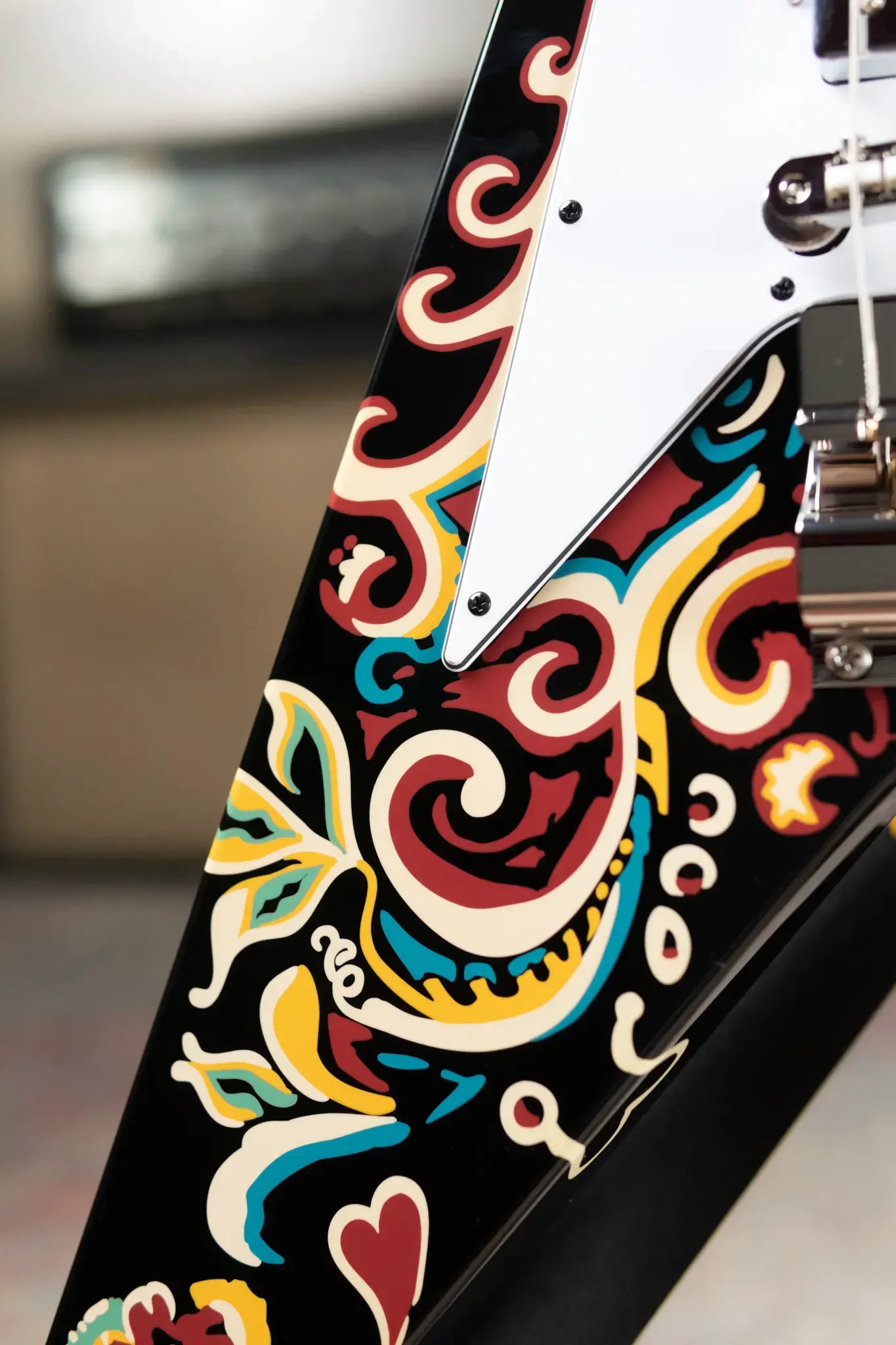 Epiphone Jimi Hendrix "Love Drops" Flying V Electric Guitar - Ebony with Hard Case