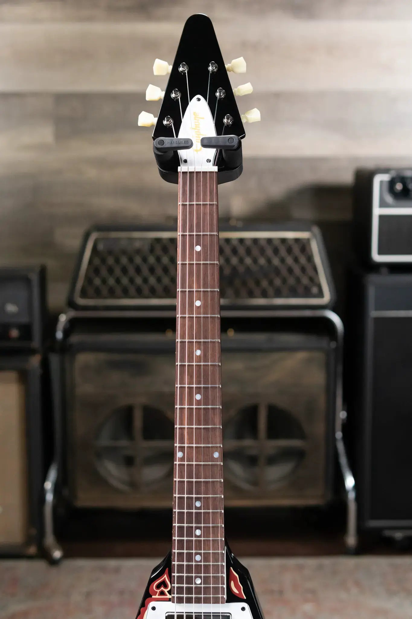 Epiphone Jimi Hendrix "Love Drops" Flying V Electric Guitar - Ebony with Hard Case