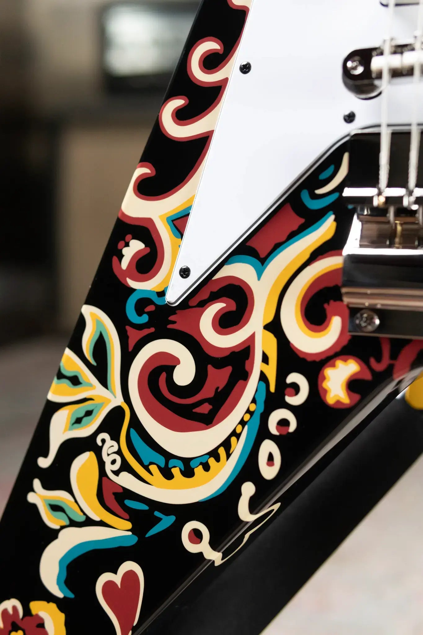 Epiphone Jimi Hendrix "Love Drops" Flying V Electric Guitar - Ebony with Hard Case