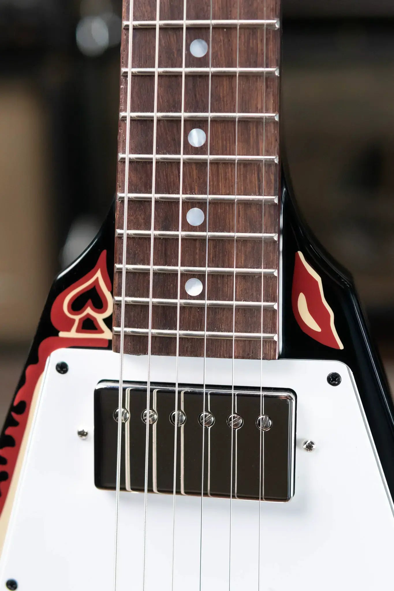 Epiphone Jimi Hendrix "Love Drops" Flying V Electric Guitar - Ebony with Hard Case