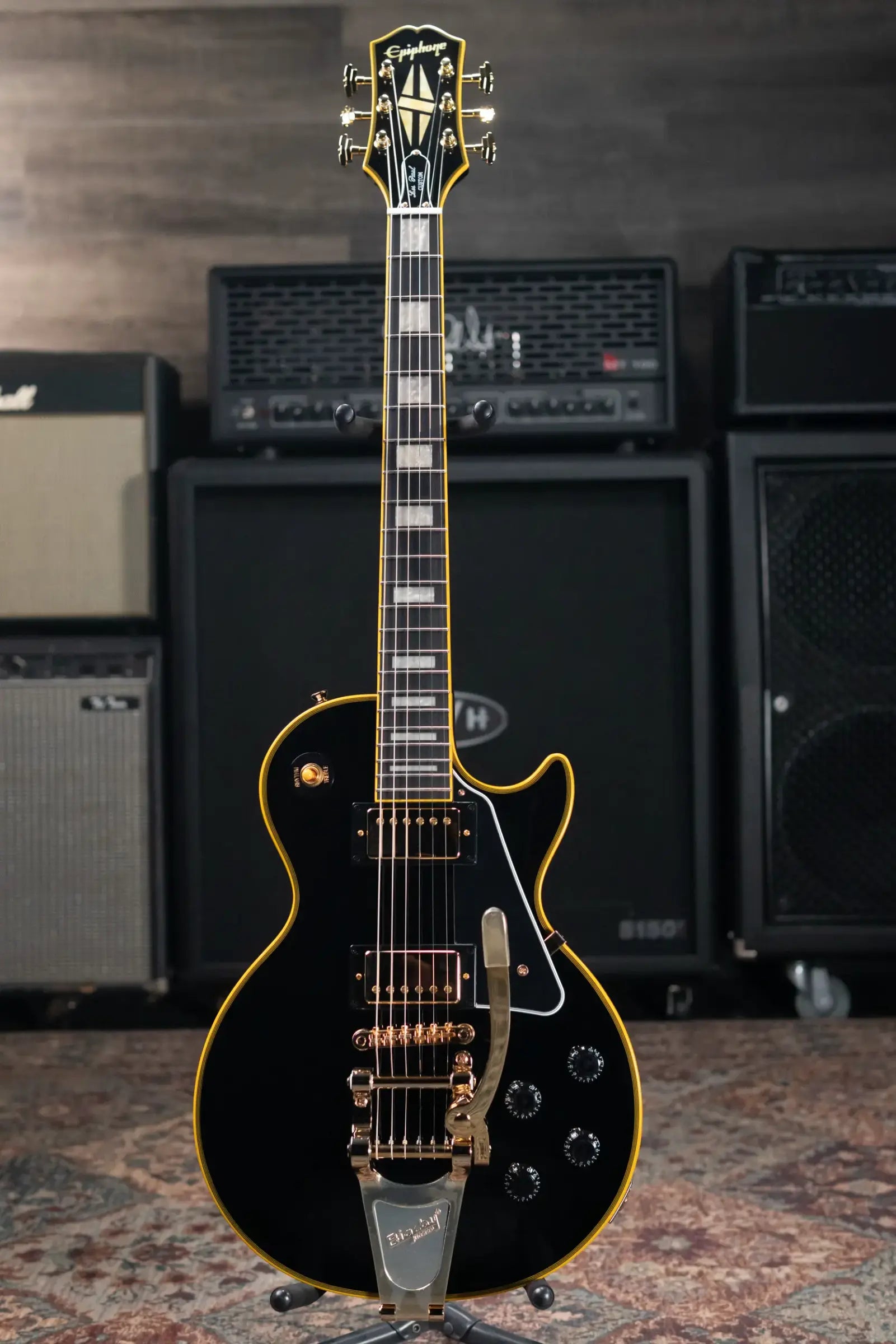 Epiphone Joe Bonamassa 1959 Les Paul Custom Electric Guitar - Antique Ebony with Hardshell Case