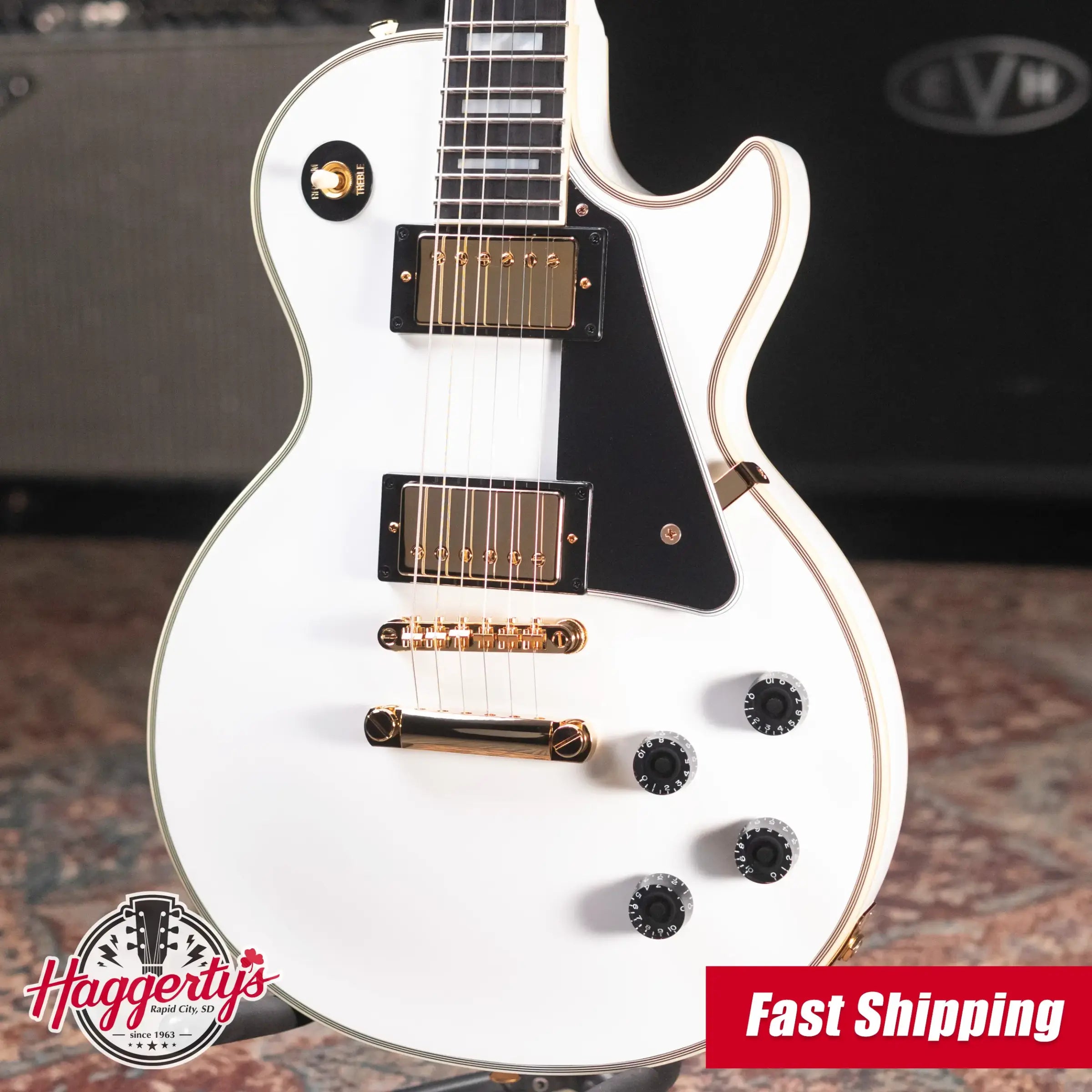 Epiphone Les Paul Custom Electric Guitar - Alpine White with Hardshell Case