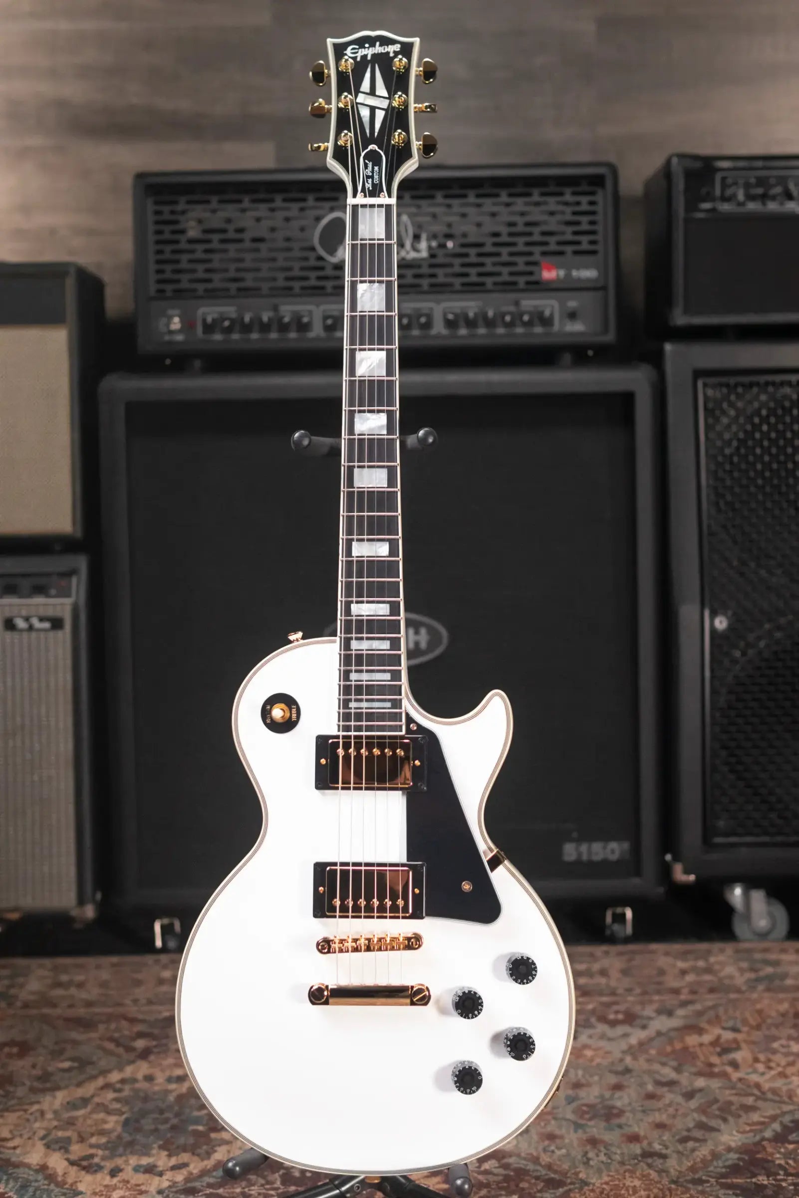 Epiphone Les Paul Custom Electric Guitar - Alpine White with Hardshell Case