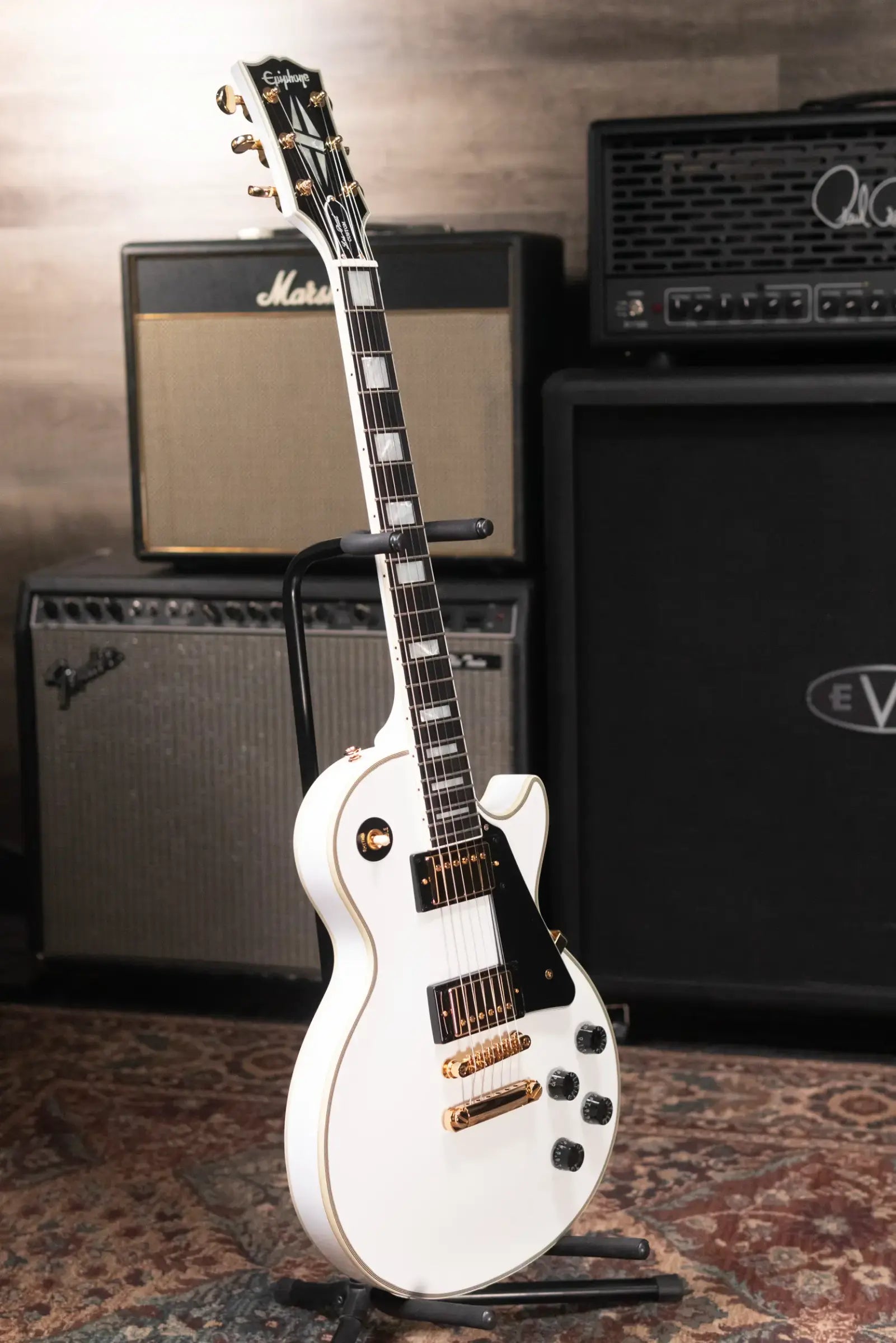 Epiphone Les Paul Custom Electric Guitar - Alpine White with Hardshell Case