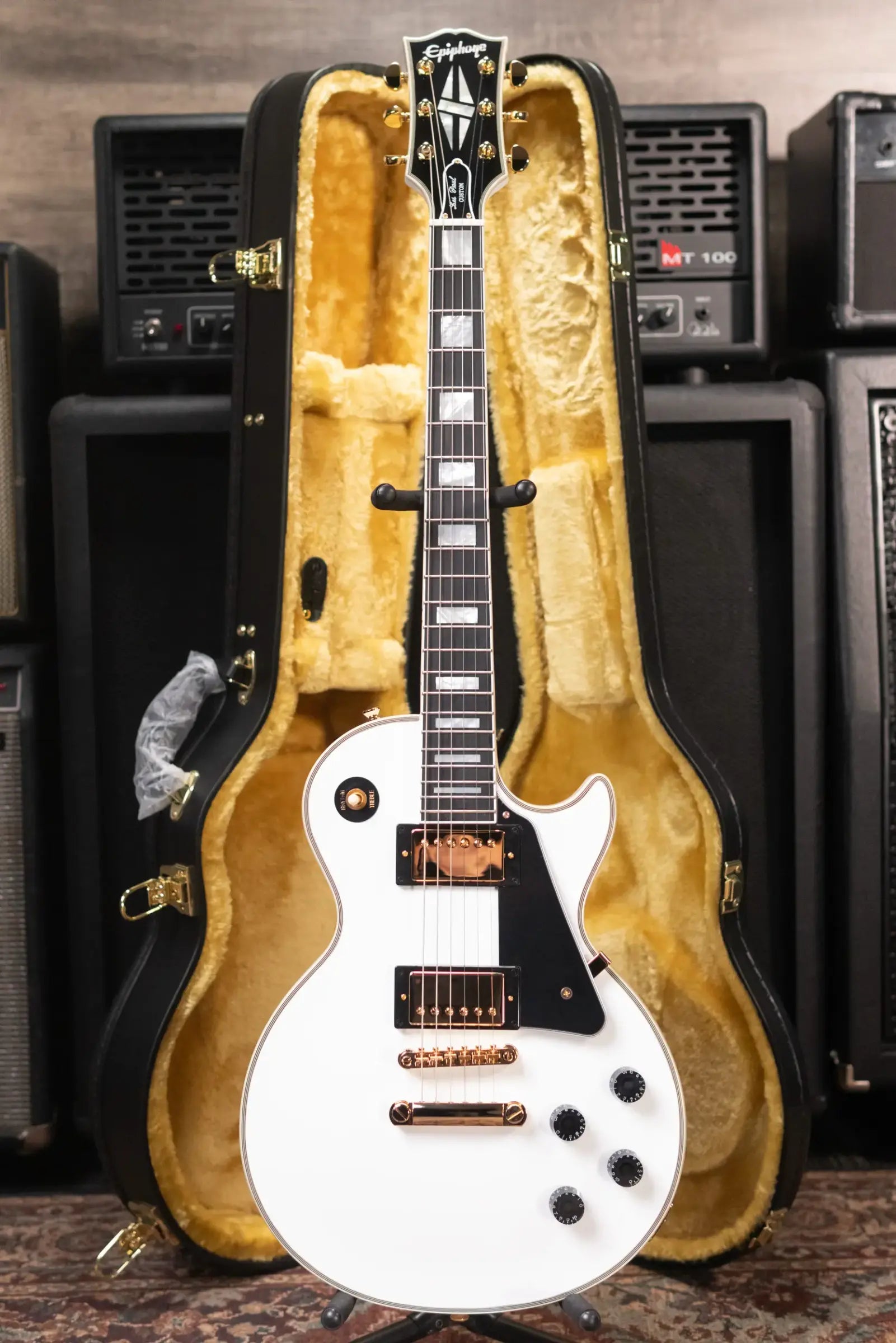 Epiphone Les Paul Custom Electric Guitar - Alpine White with Hardshell Case