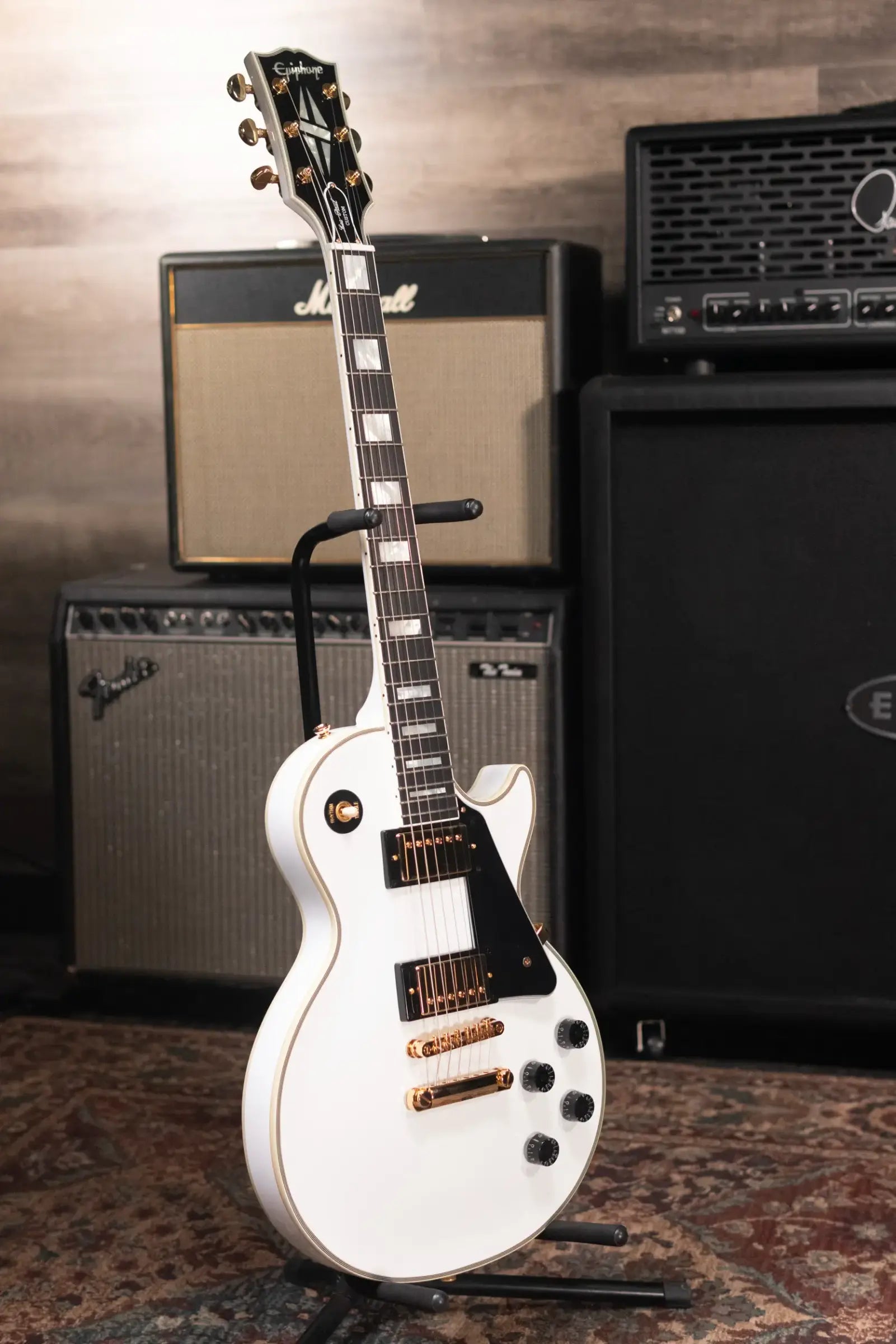 Epiphone Les Paul Custom Electric Guitar - Alpine White with Hardshell Case