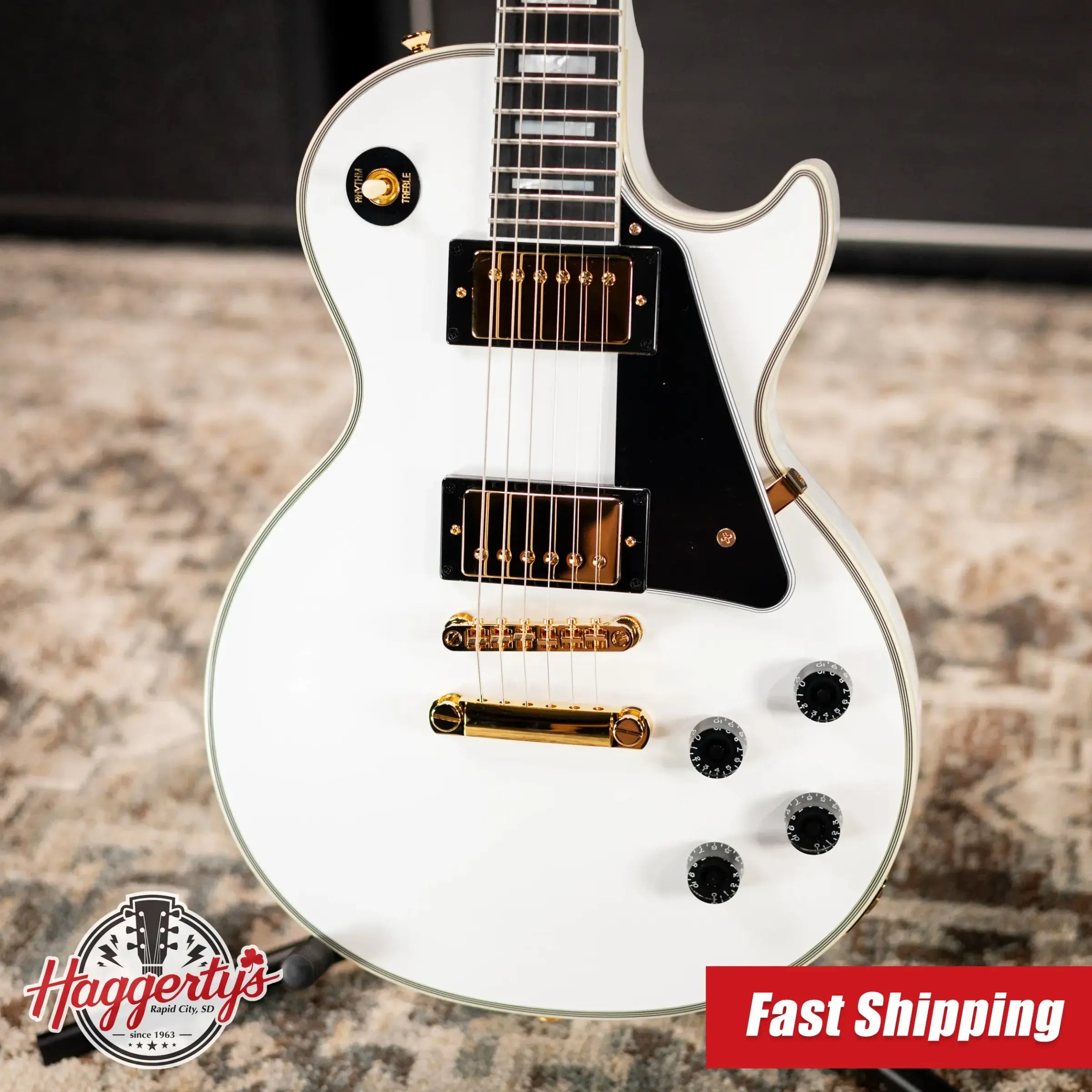 Epiphone Les Paul Custom Electric Guitar - Alpine White with Hardshell Case