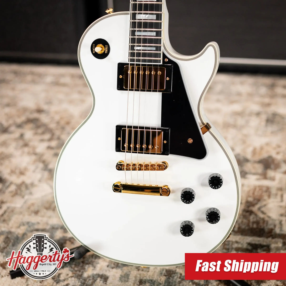 Epiphone Les Paul Custom Electric Guitar - Alpine White with Hardshell Case