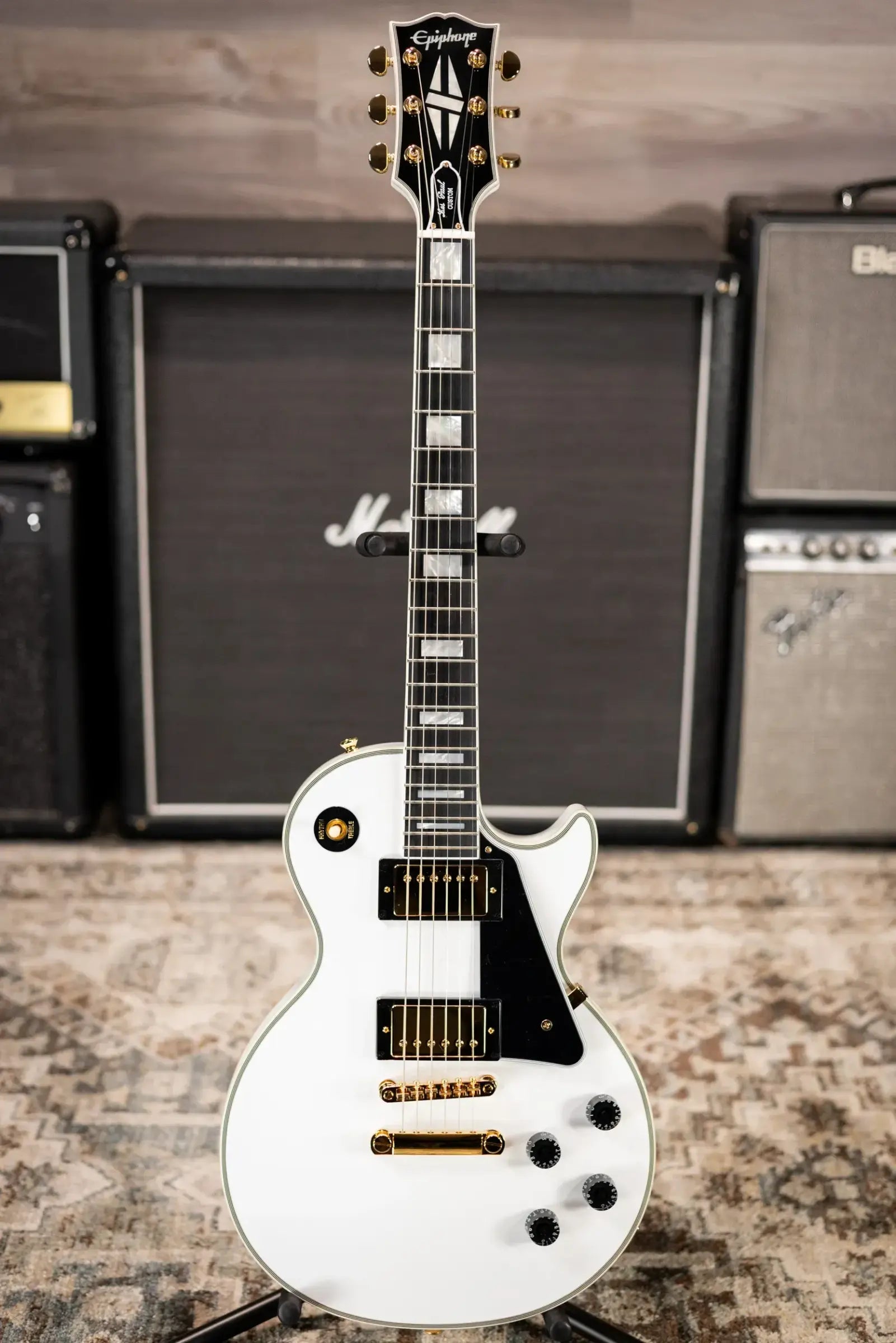 Epiphone Les Paul Custom Electric Guitar - Alpine White with Hardshell Case
