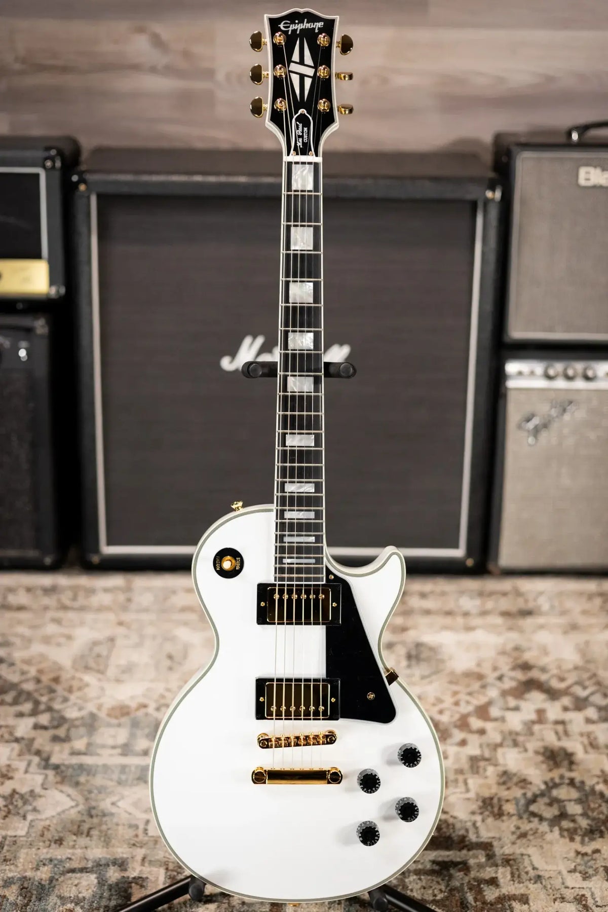 Epiphone Les Paul Custom Electric Guitar - Alpine White with Hardshell Case