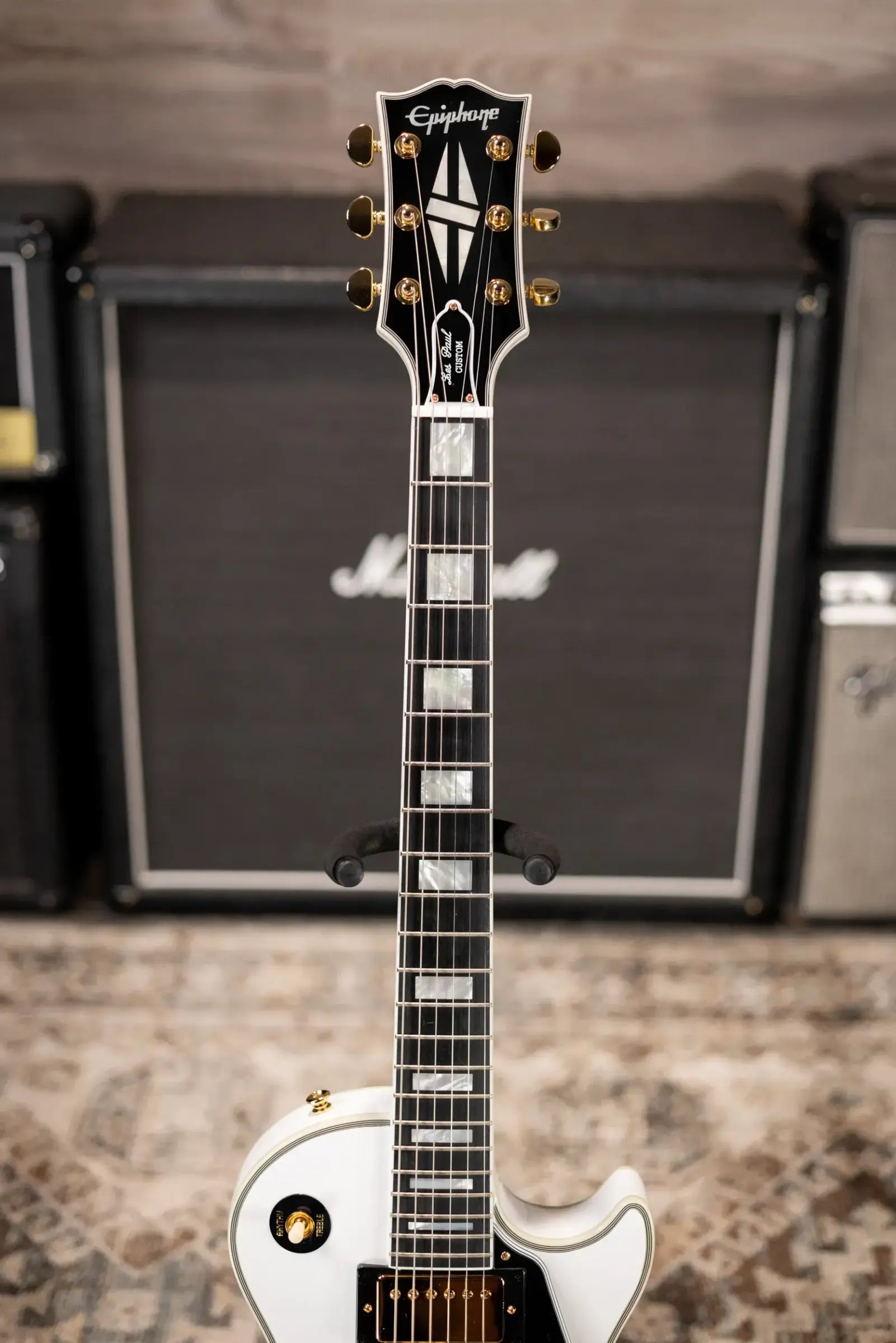 Epiphone Les Paul Custom Electric Guitar - Alpine White with Hardshell Case