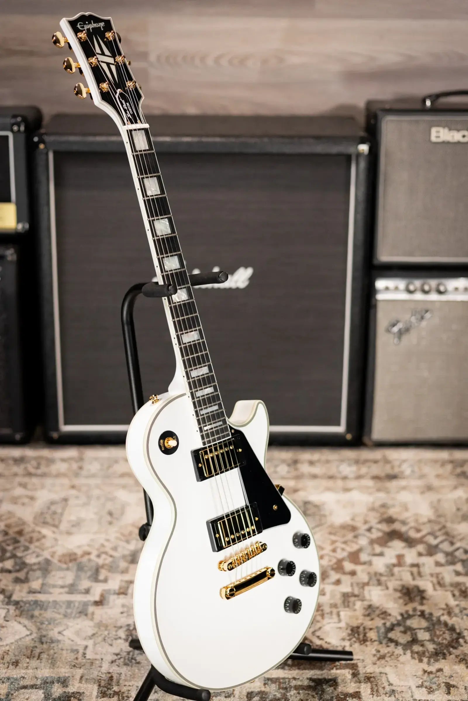 Epiphone Les Paul Custom Electric Guitar - Alpine White with Hardshell Case
