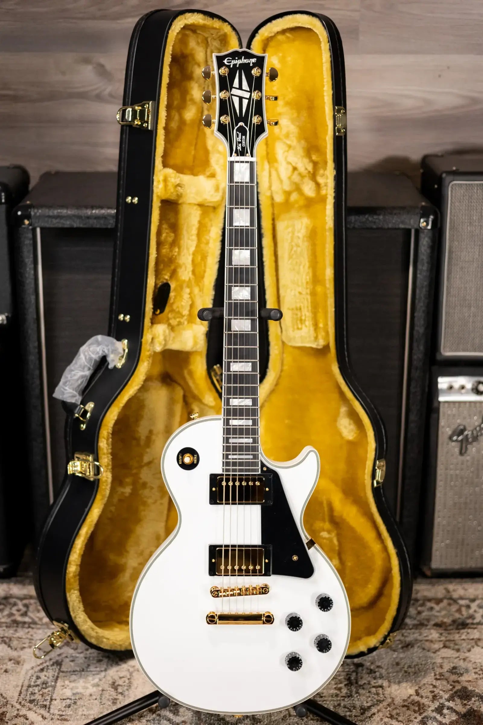 Epiphone Les Paul Custom Electric Guitar - Alpine White with Hardshell Case