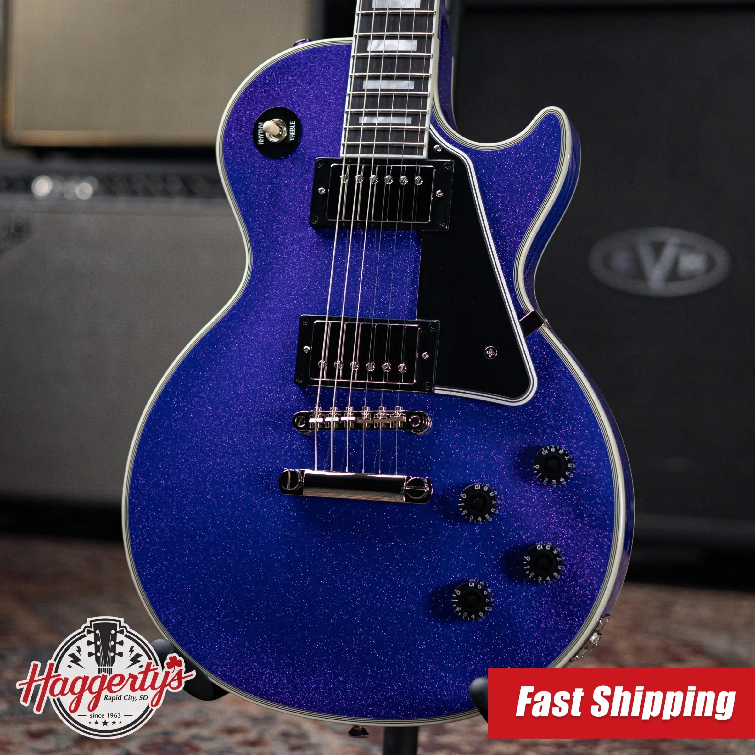 Epiphone Les Paul Custom Electric Guitar - Amethyst Sparkle with Hardshell Case