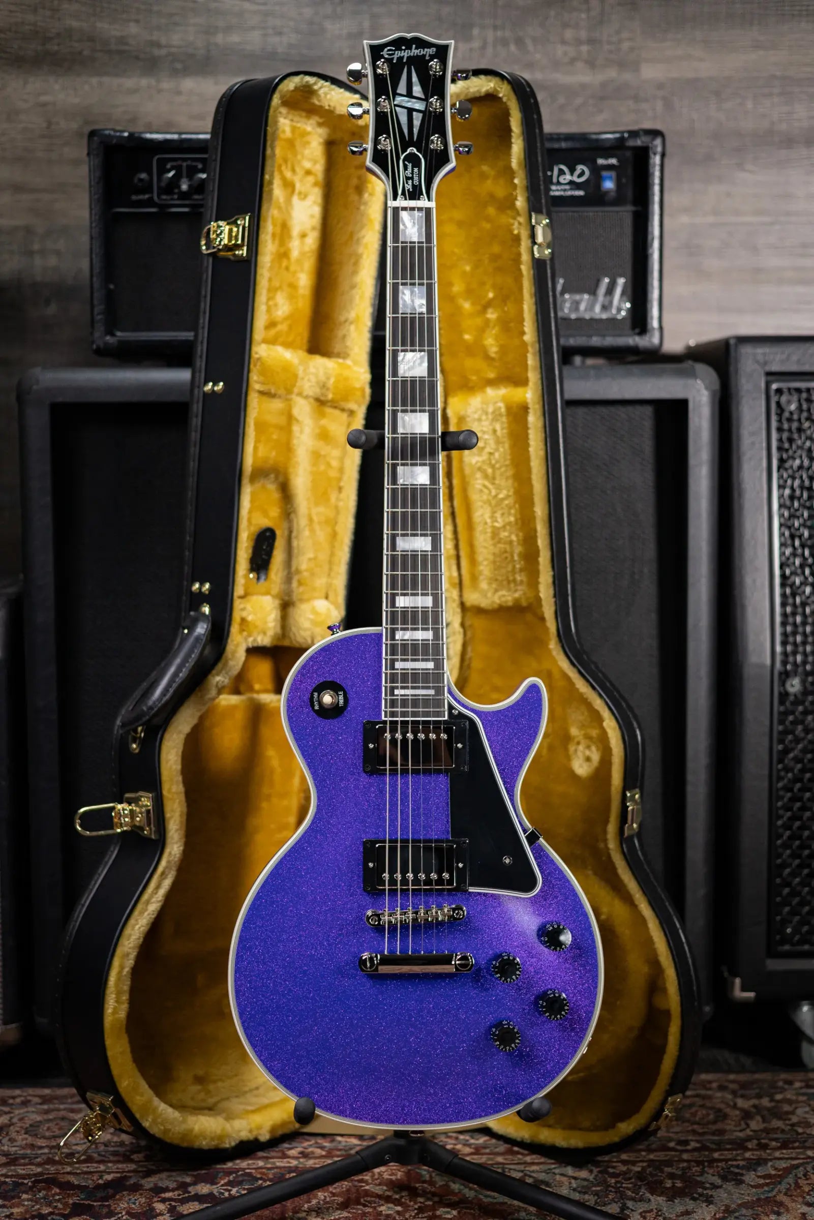 Epiphone Les Paul Custom Electric Guitar - Amethyst Sparkle with Hardshell Case