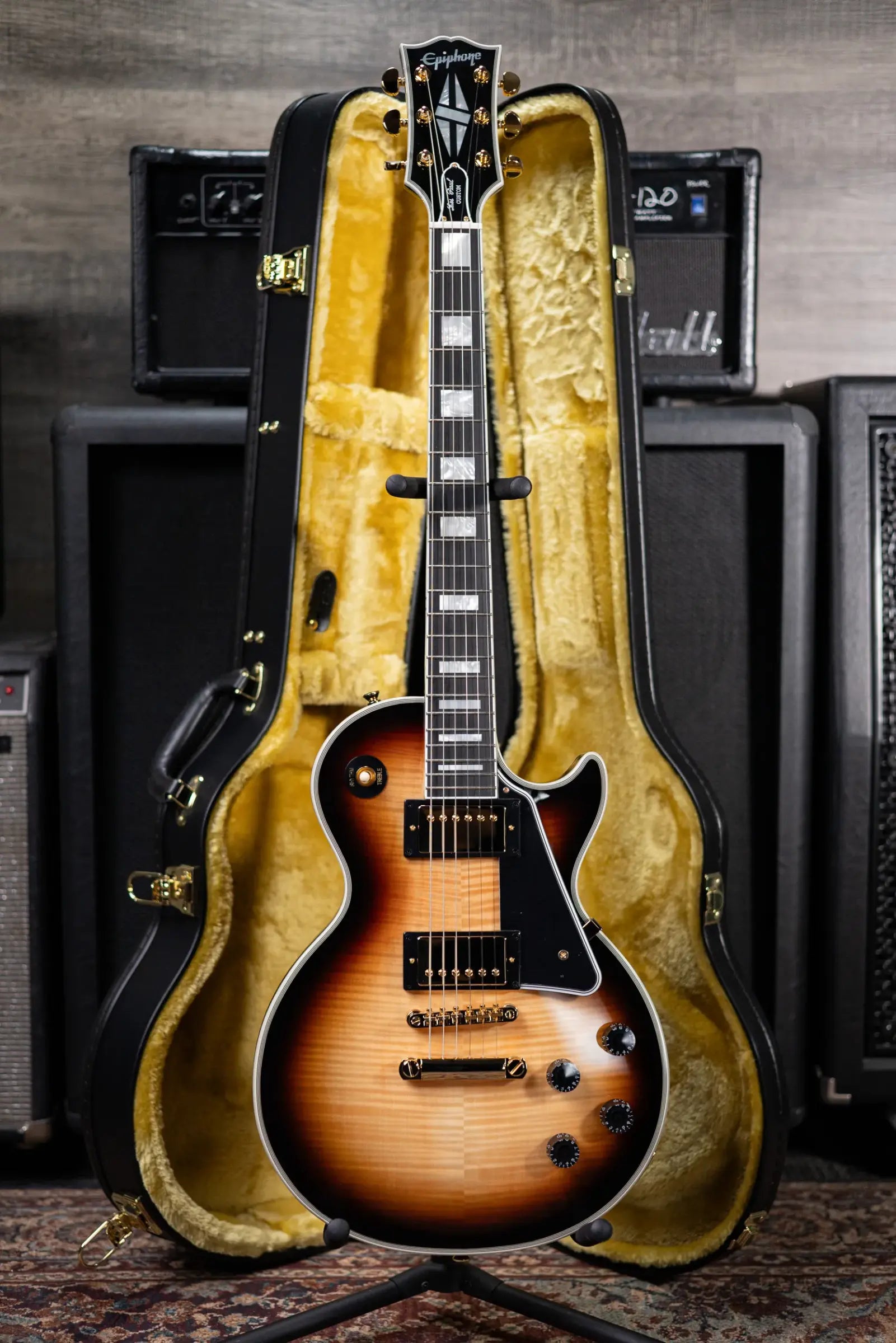 Epiphone Les Paul Custom Electric Guitar - Sedona Burst with Hardshell Case