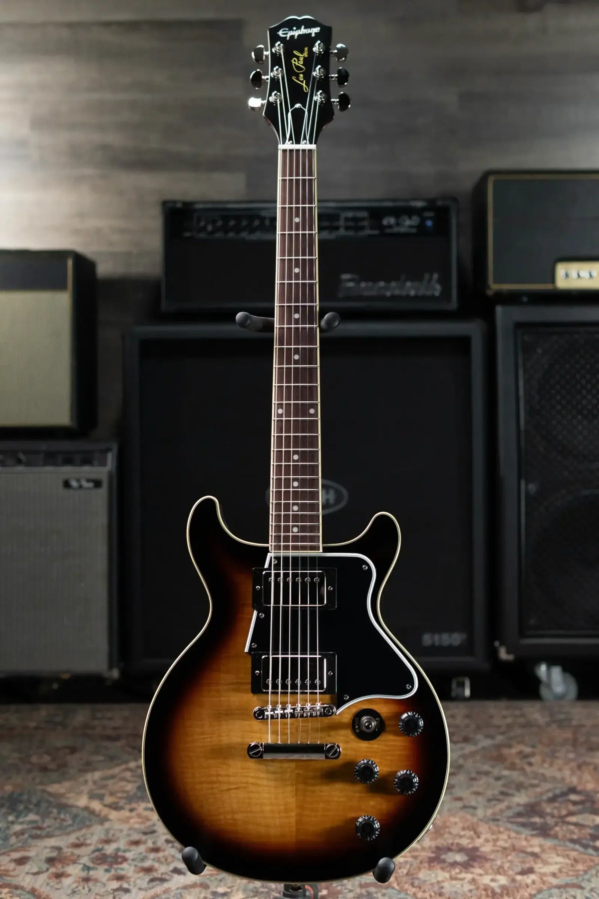 Epiphone Les Paul Special Double Cut Figured Electric Guitar - Bourbon Burst with Gig Bag