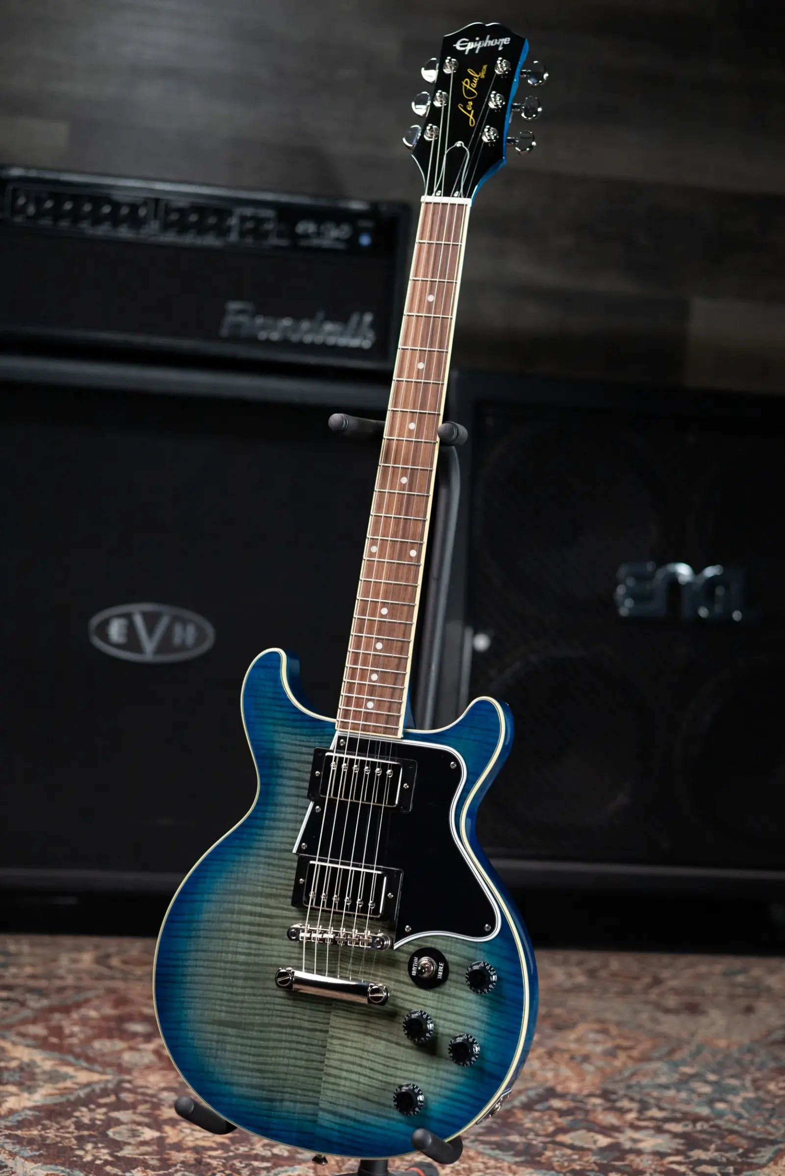 Epiphone Les Paul Special Double Cut Figured Electric Guitar - Ocean Water Perimeter with Gig Bag