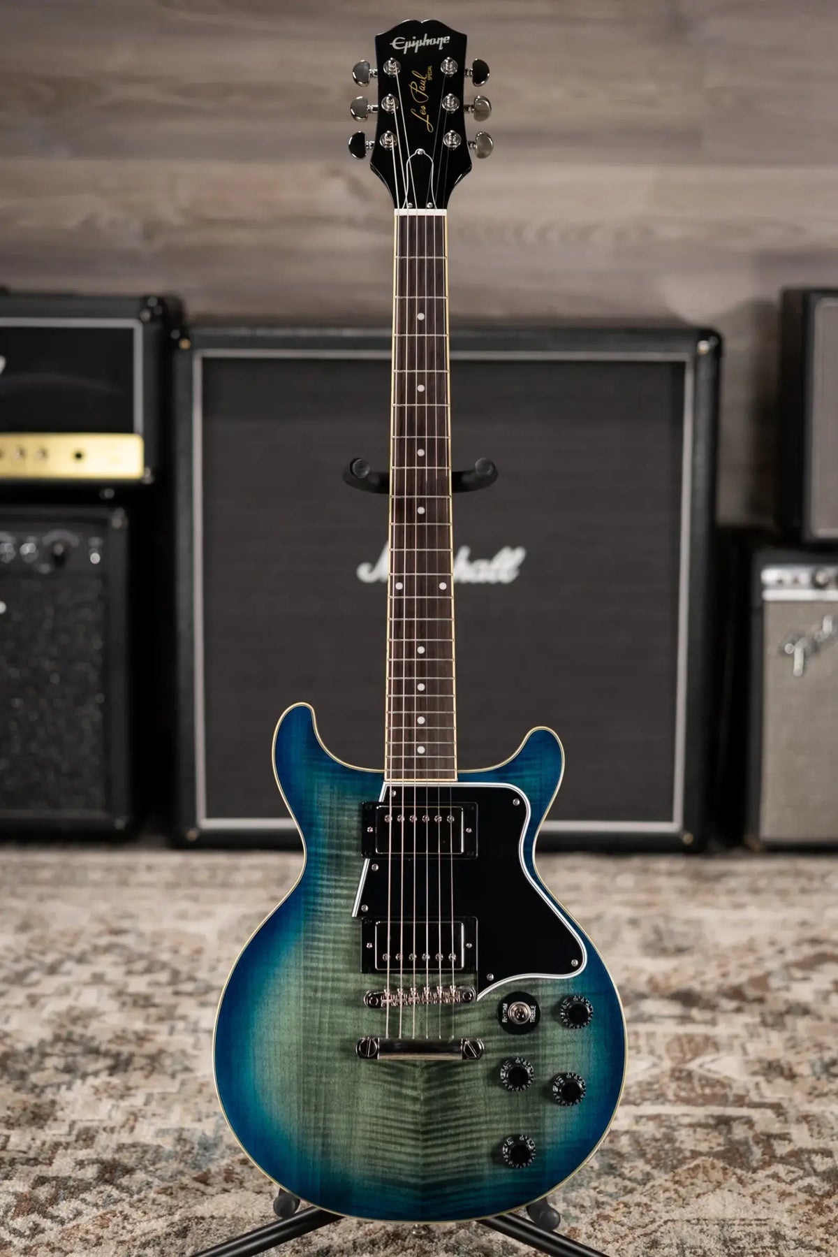 Epiphone Les Paul Special Double Cut Figured Electric Guitar - Ocean Water Perimeter with Gig Bag