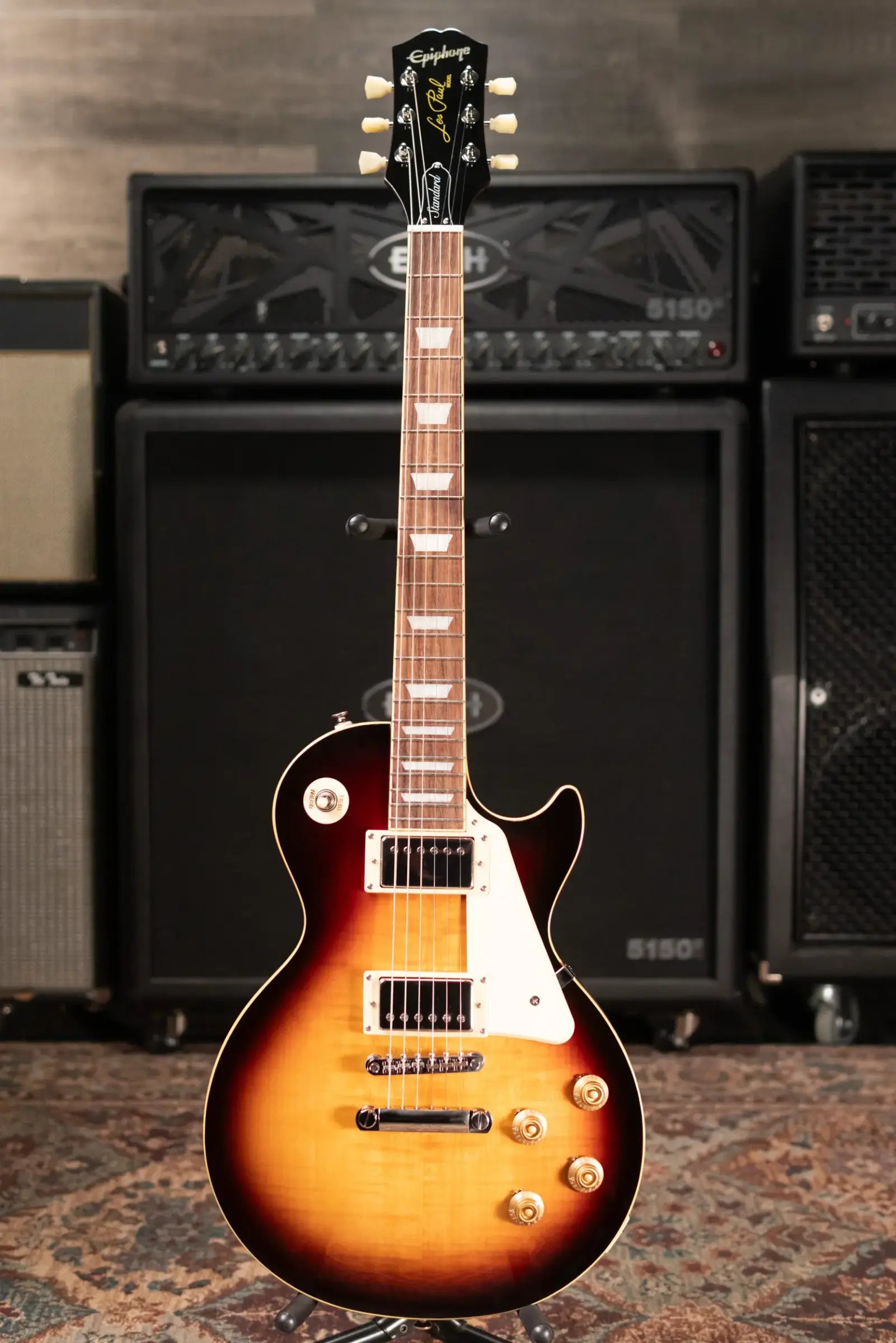 Epiphone Les Paul Standard 50s Figured Electric Guitar - Bourbon Burst with Gig Bag