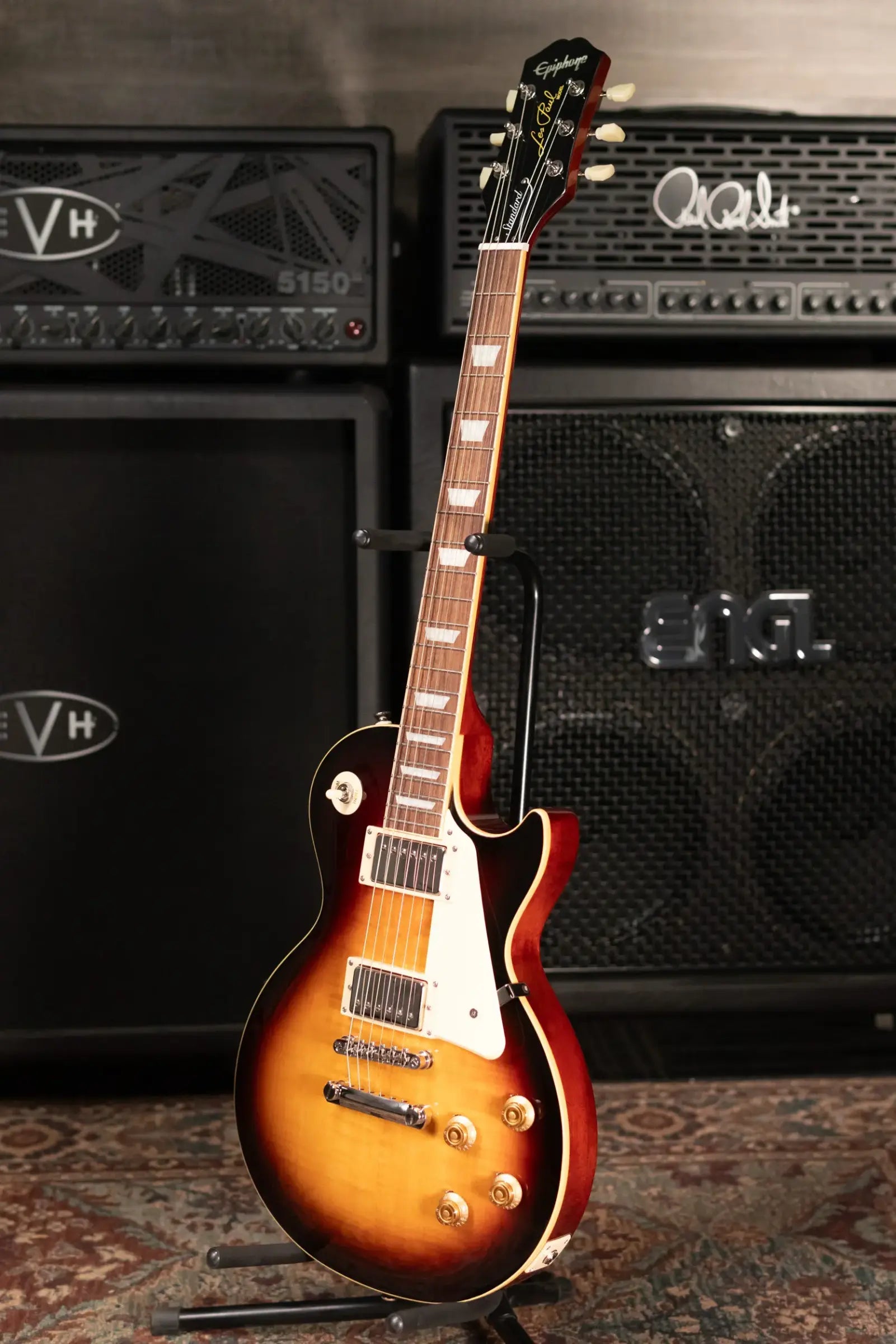 Epiphone Les Paul Standard 50s Figured Electric Guitar - Bourbon Burst with Gig Bag