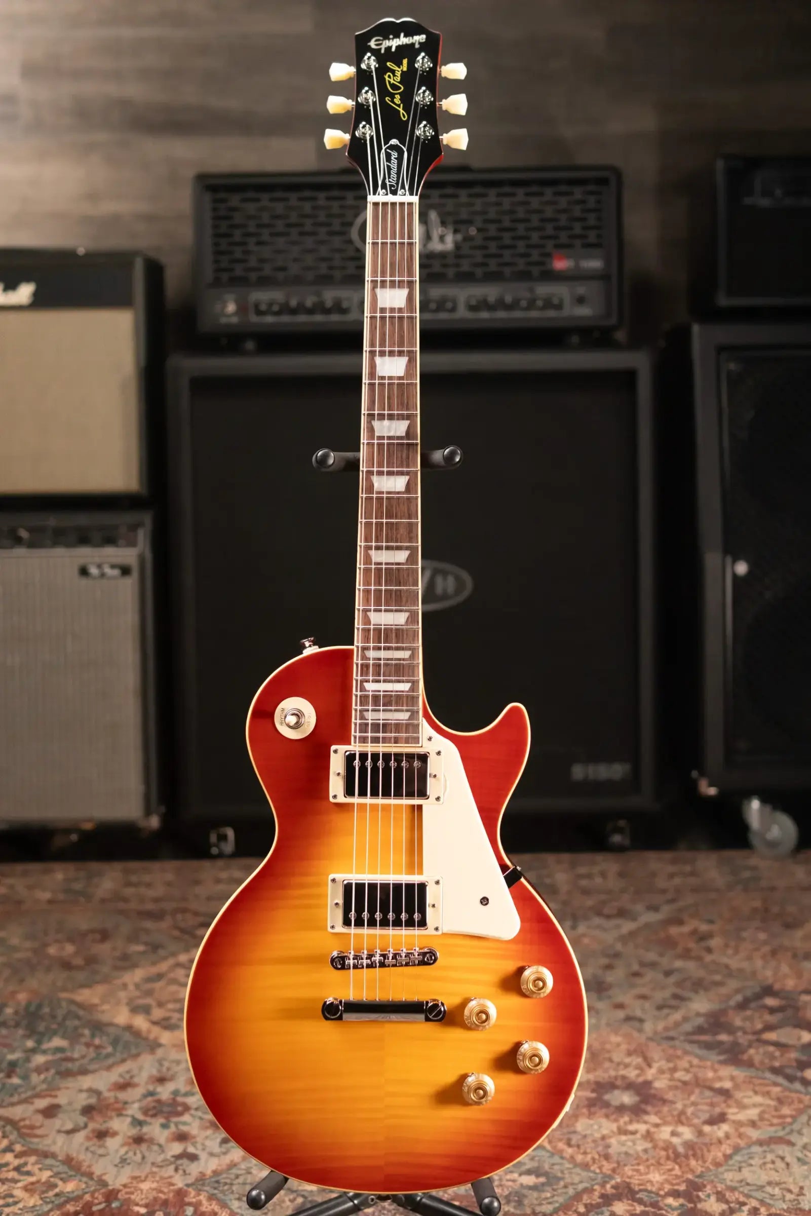 Epiphone Les Paul Standard 50s Figured Electric Guitar - Washed Cherry Sunburst with Gig Bag