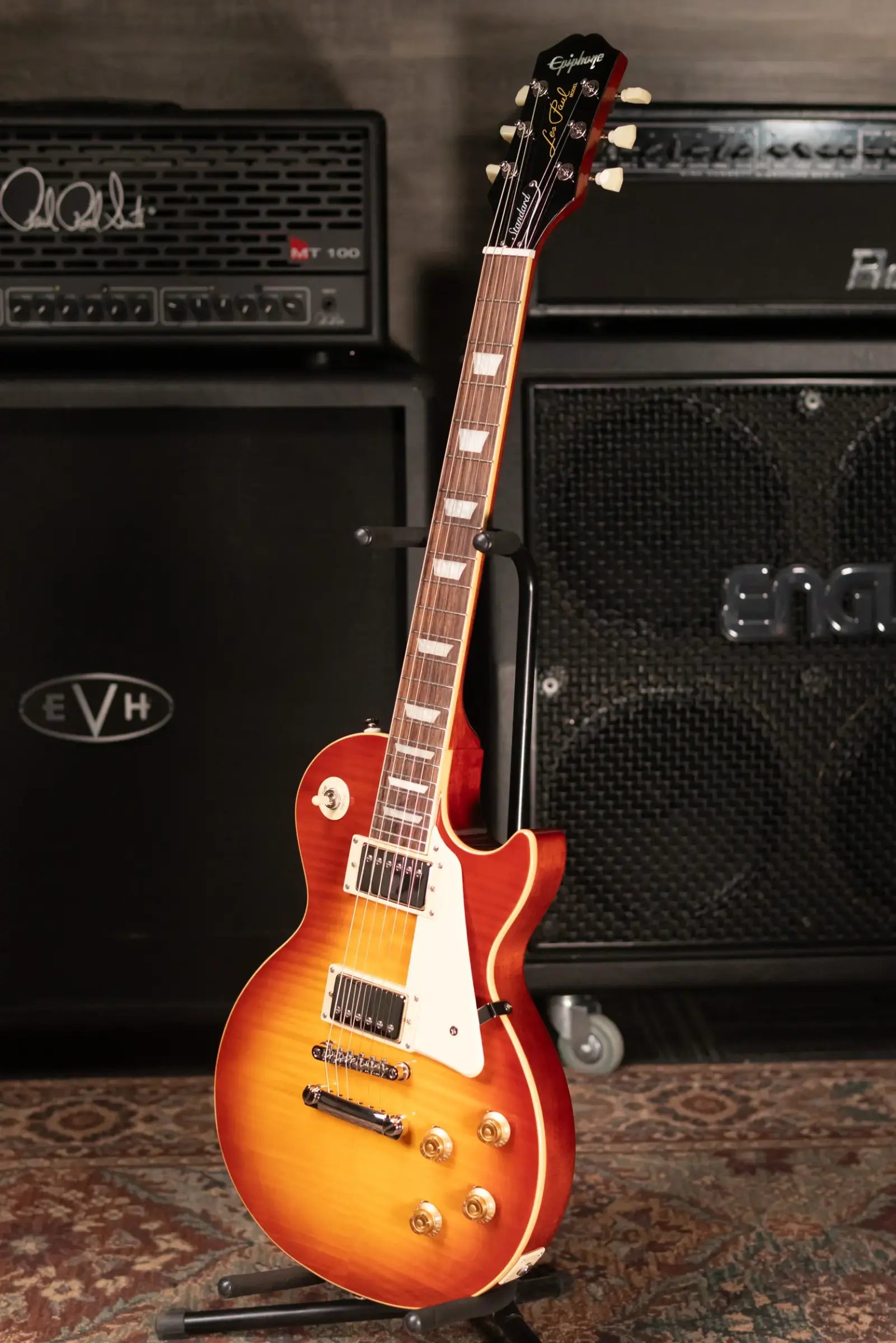 Epiphone Les Paul Standard 50s Figured Electric Guitar - Washed Cherry Sunburst with Gig Bag