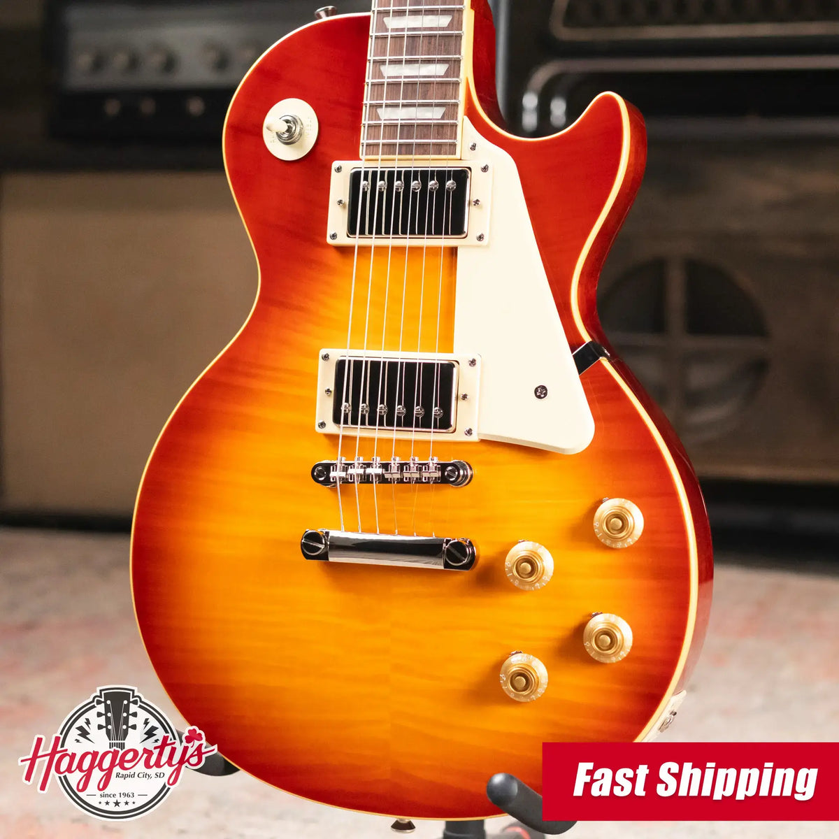 Epiphone Les Paul Standard 50s Figured Electric Guitar - Washed Cherry Sunburst with Gig Bag - Demo