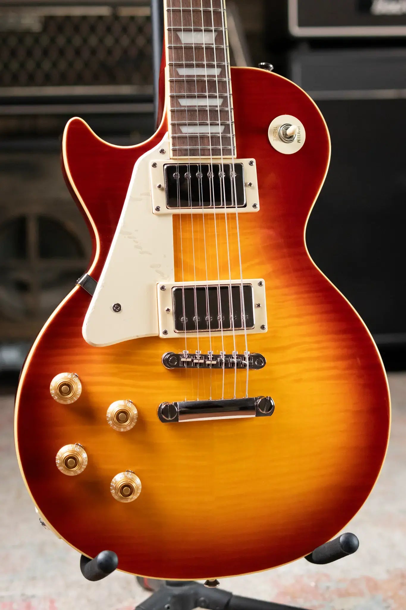 Epiphone Les Paul Standard 50s Figured Left Handed Electric Guitar - Washed Cherry Sunburst with Gig Bag