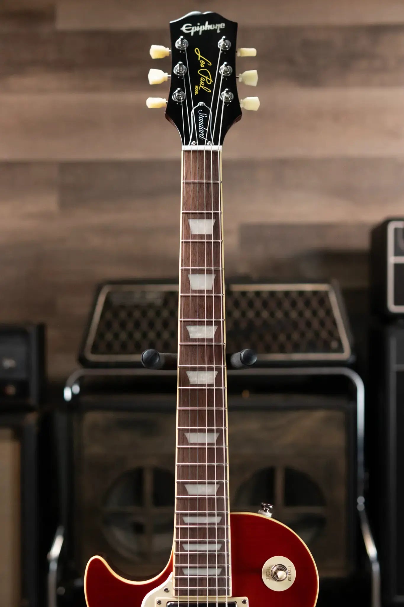 Epiphone Les Paul Standard 50s Figured Left Handed Electric Guitar - Washed Cherry Sunburst with Gig Bag