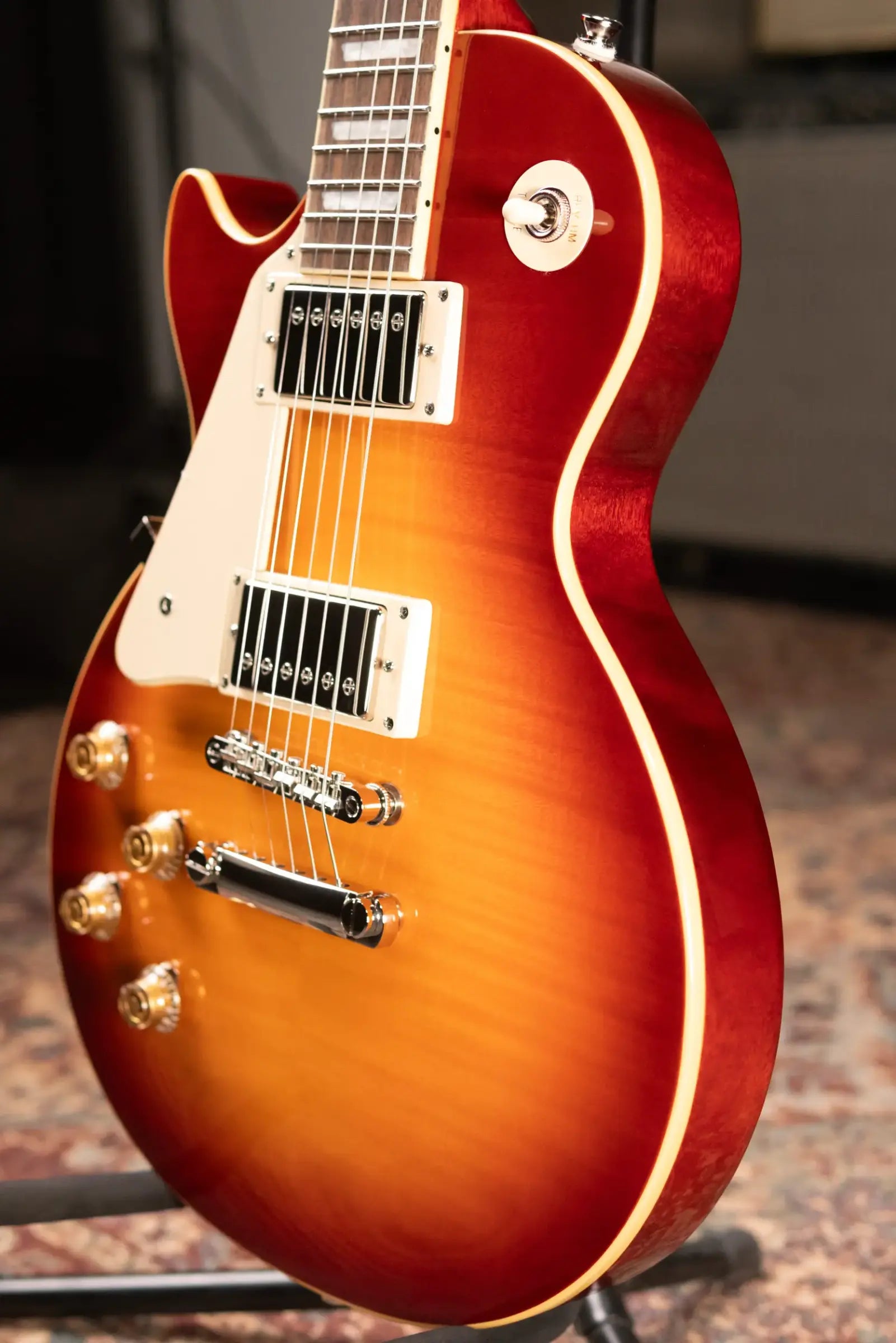 Epiphone Les Paul Standard 50s Figured Left Handed Electric Guitar - Washed Cherry Sunburst with Gig Bag