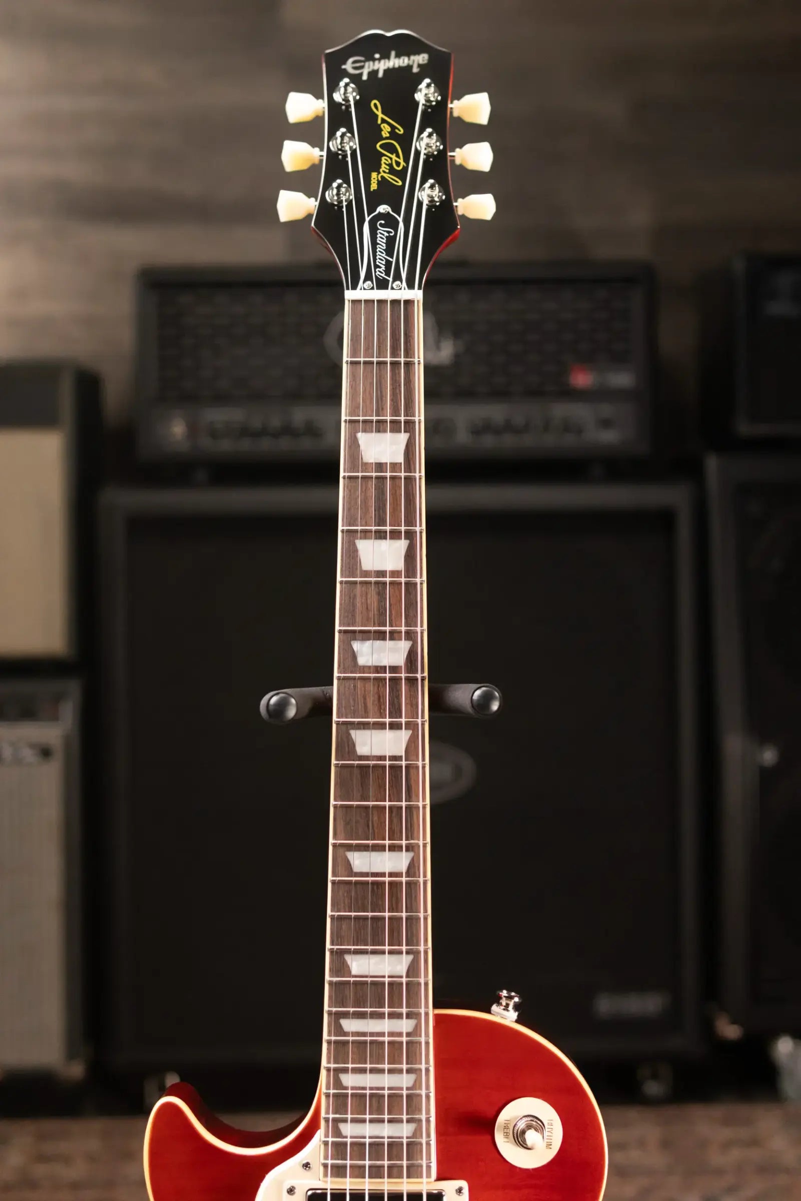 Epiphone Les Paul Standard 50s Figured Left Handed Electric Guitar - Washed Cherry Sunburst with Gig Bag
